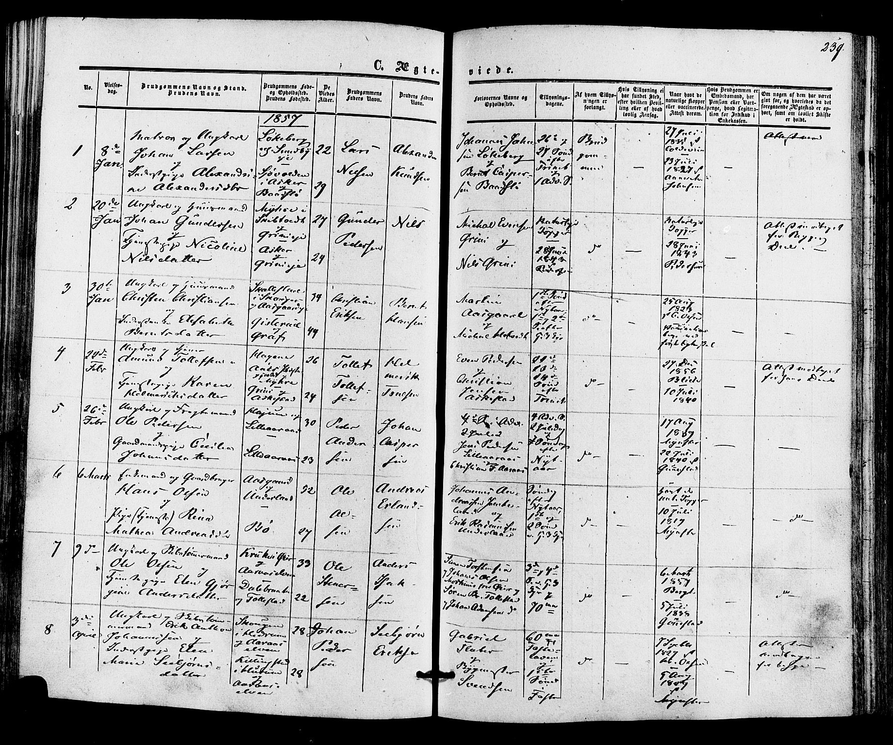 Røyken kirkebøker, SAKO/A-241/F/Fa/L0006: Parish register (official) no. 6, 1857-1875, p. 239