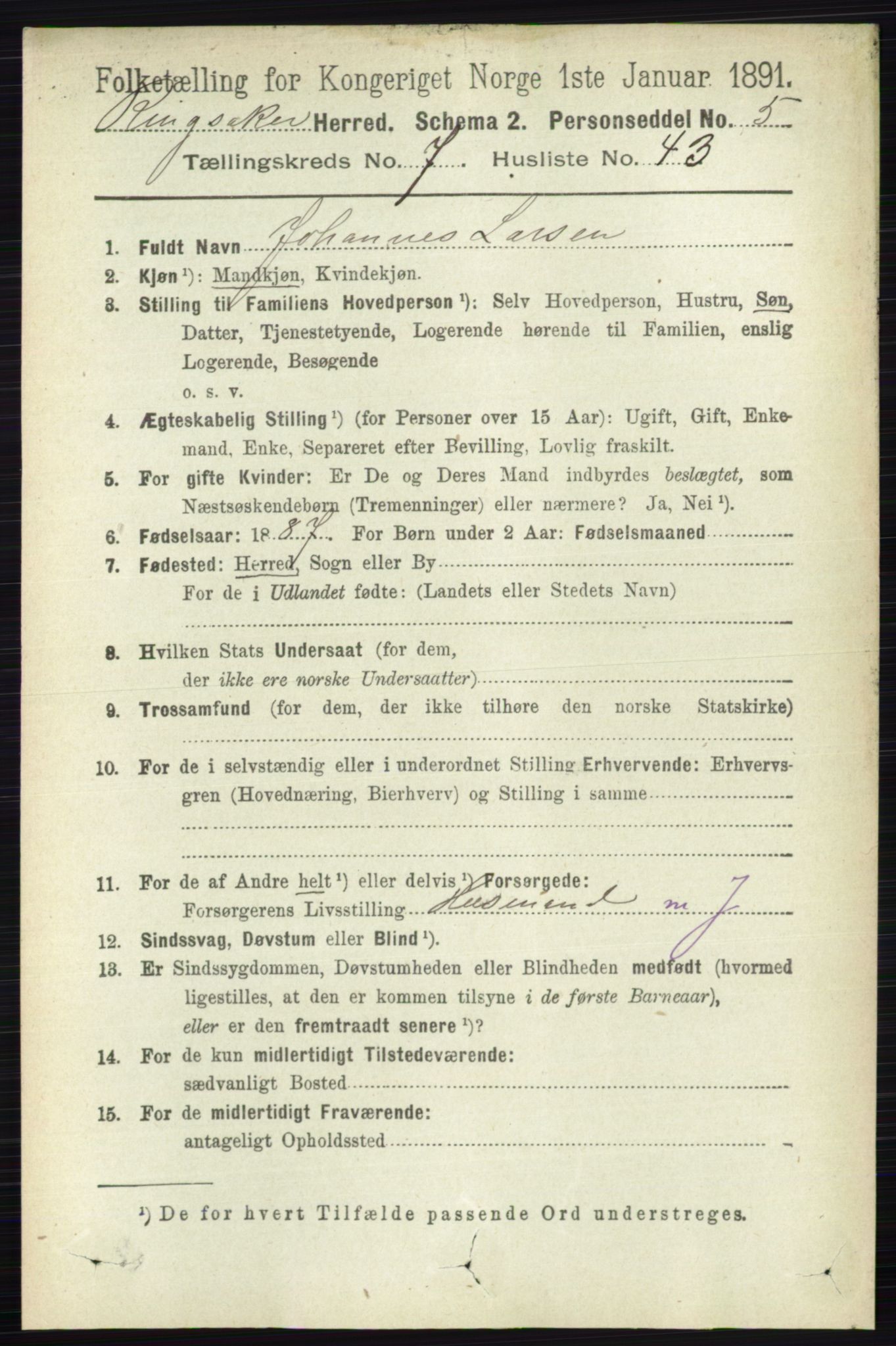 RA, 1891 census for 0412 Ringsaker, 1891, p. 4188