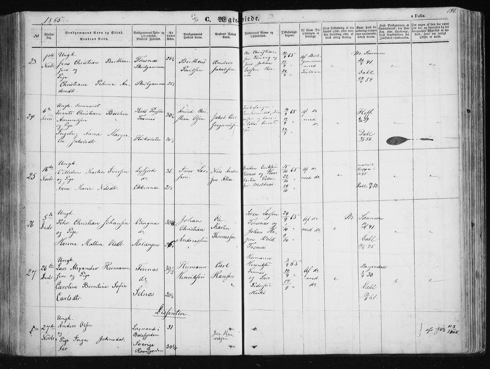 Tromsøysund sokneprestkontor, SATØ/S-1304/G/Ga/L0001kirke: Parish register (official) no. 1, 1856-1867, p. 190