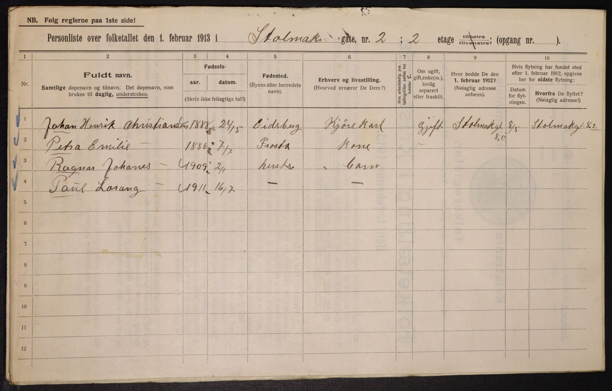 OBA, Municipal Census 1913 for Kristiania, 1913, p. 102668