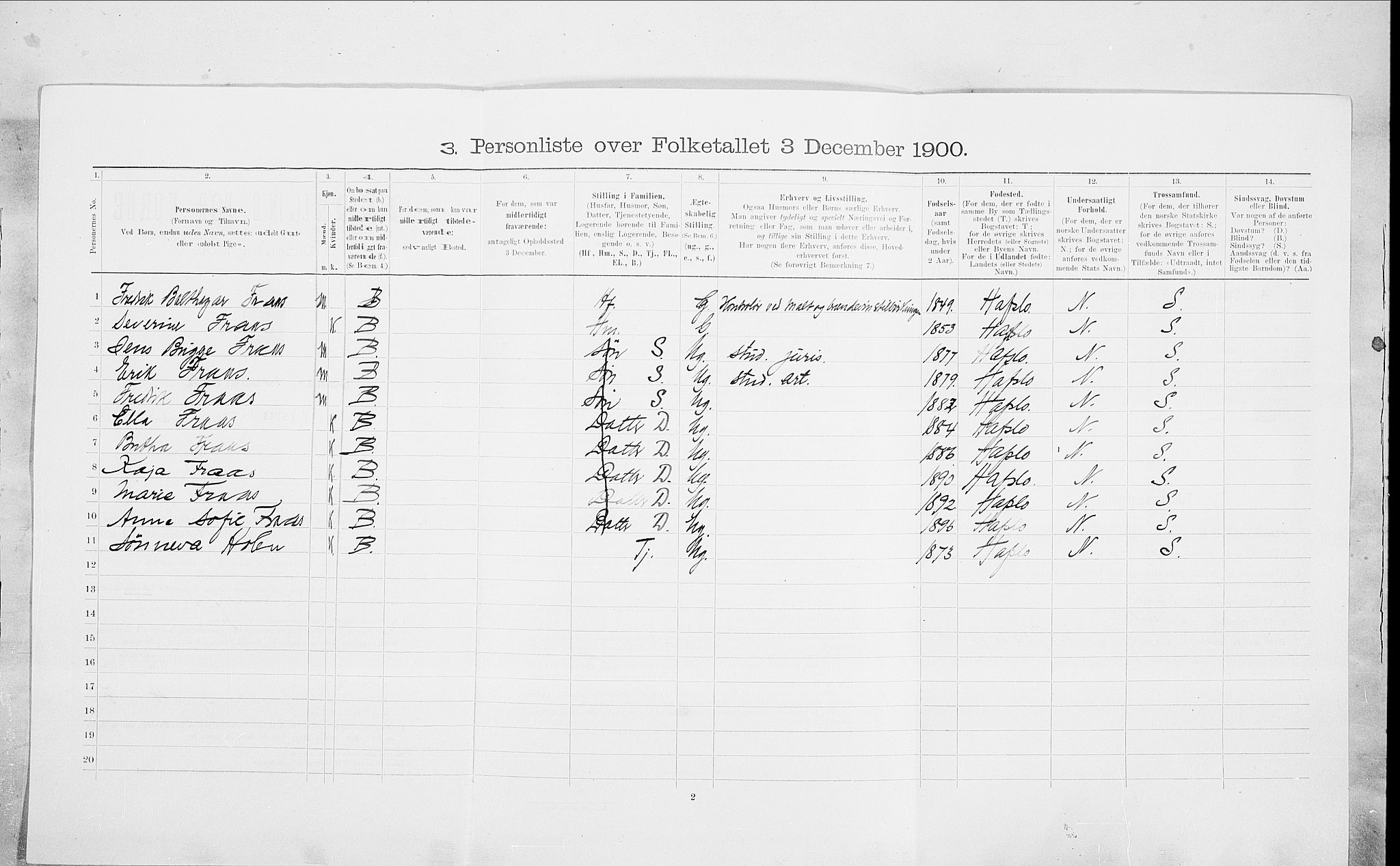 SAO, 1900 census for Kristiania, 1900, p. 91113