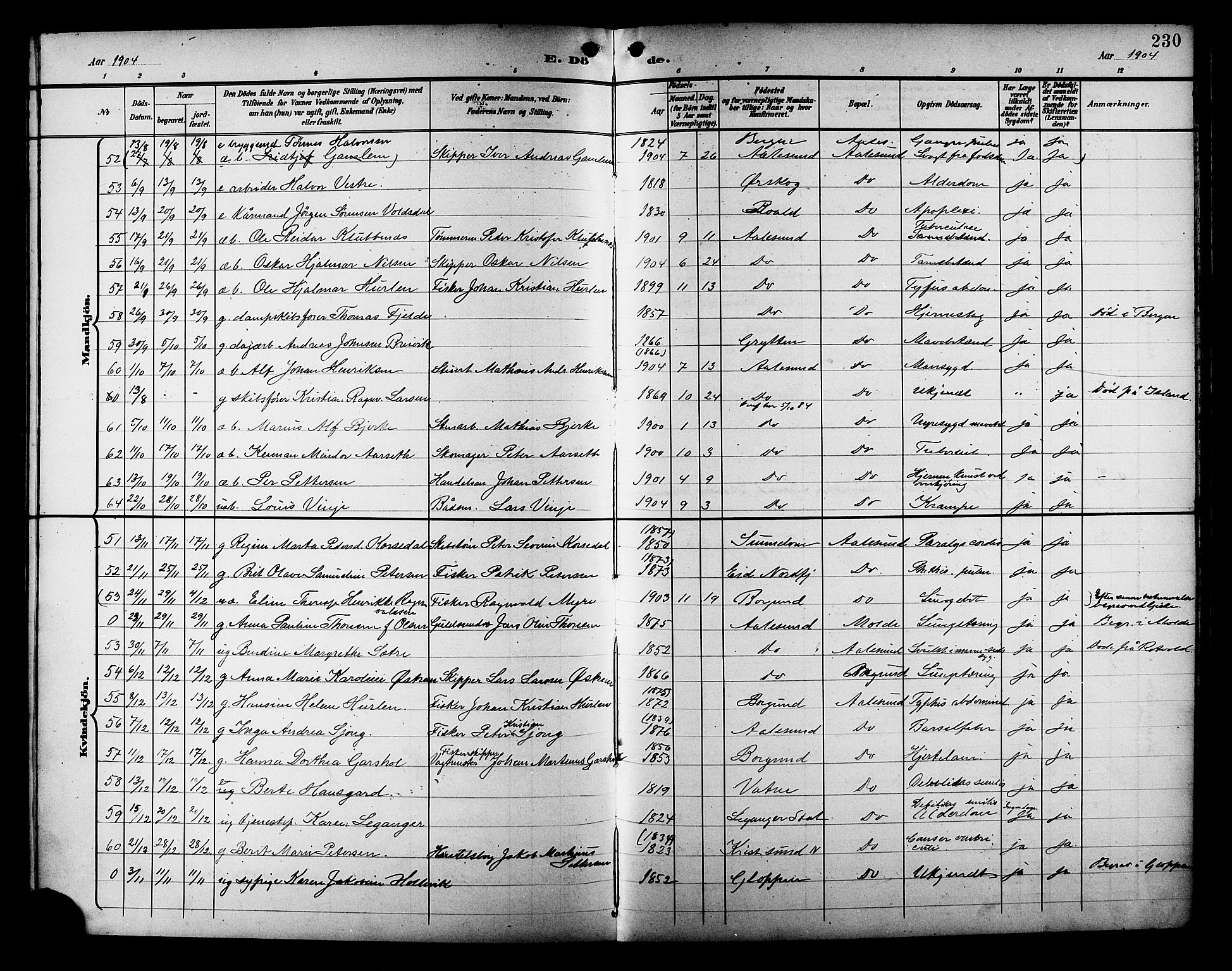 Ministerialprotokoller, klokkerbøker og fødselsregistre - Møre og Romsdal, AV/SAT-A-1454/529/L0469: Parish register (copy) no. 529C06, 1898-1906, p. 230