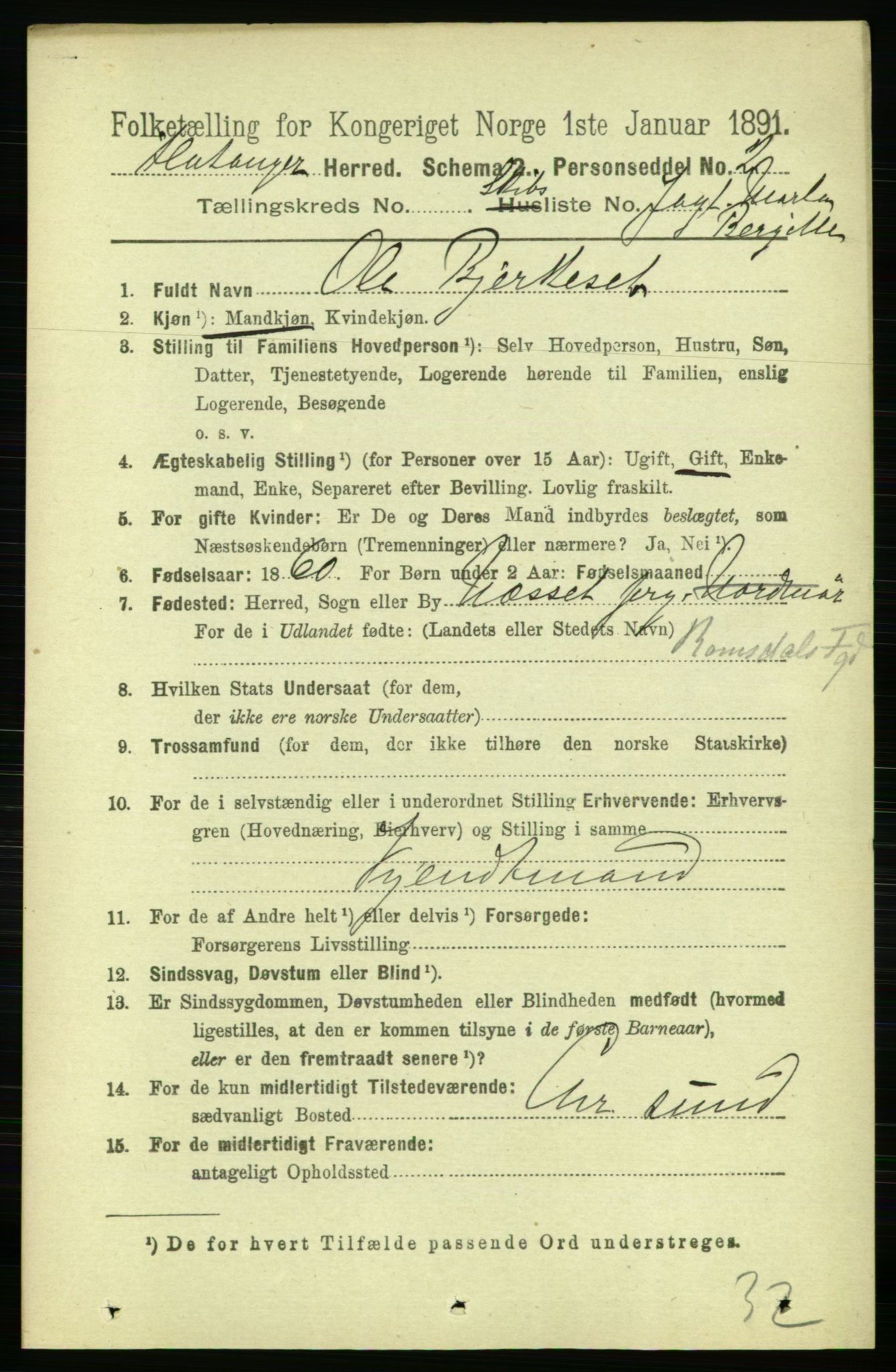 RA, 1891 census for 1749 Flatanger, 1891, p. 2208