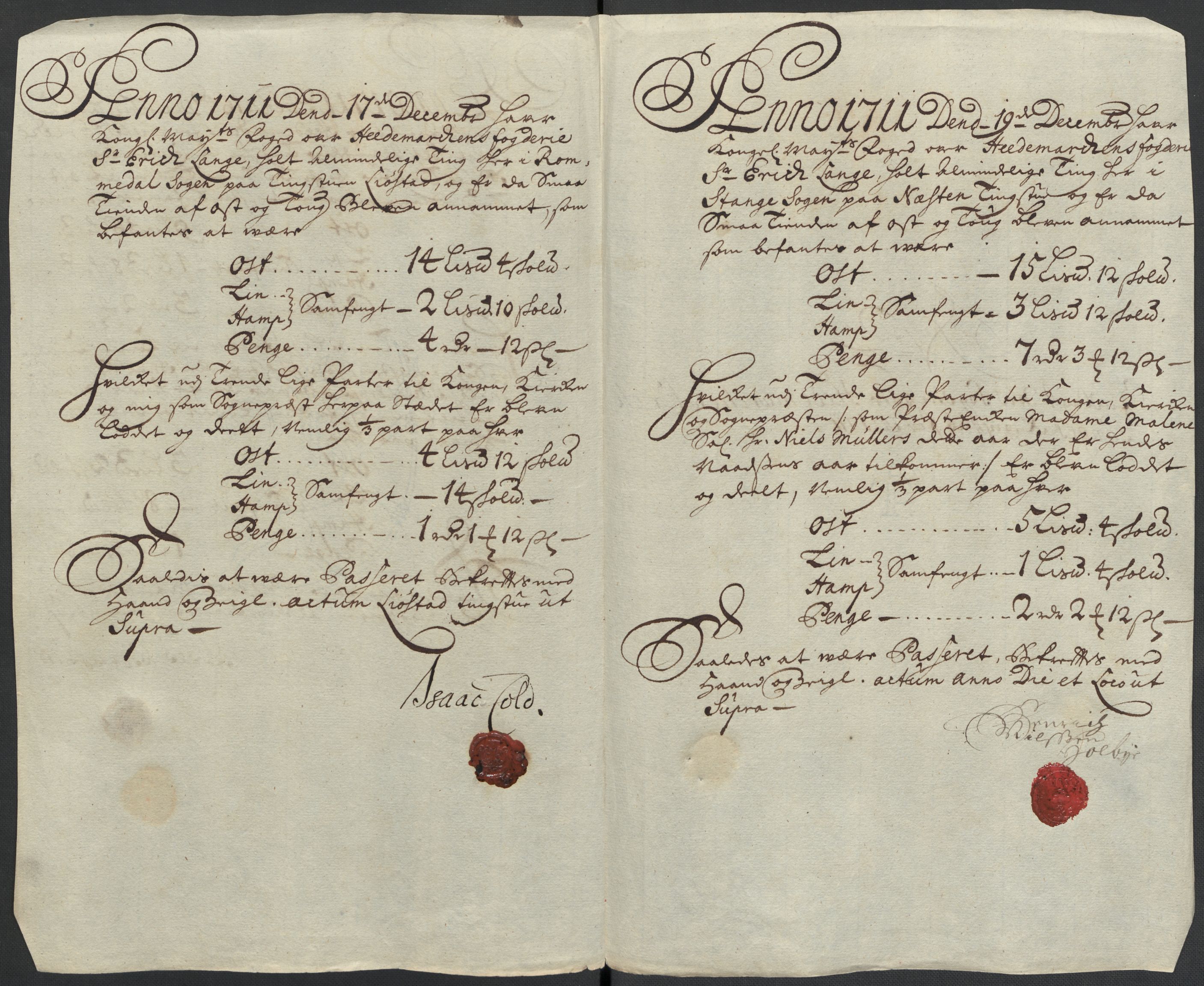 Rentekammeret inntil 1814, Reviderte regnskaper, Fogderegnskap, RA/EA-4092/R16/L1047: Fogderegnskap Hedmark, 1711, p. 66