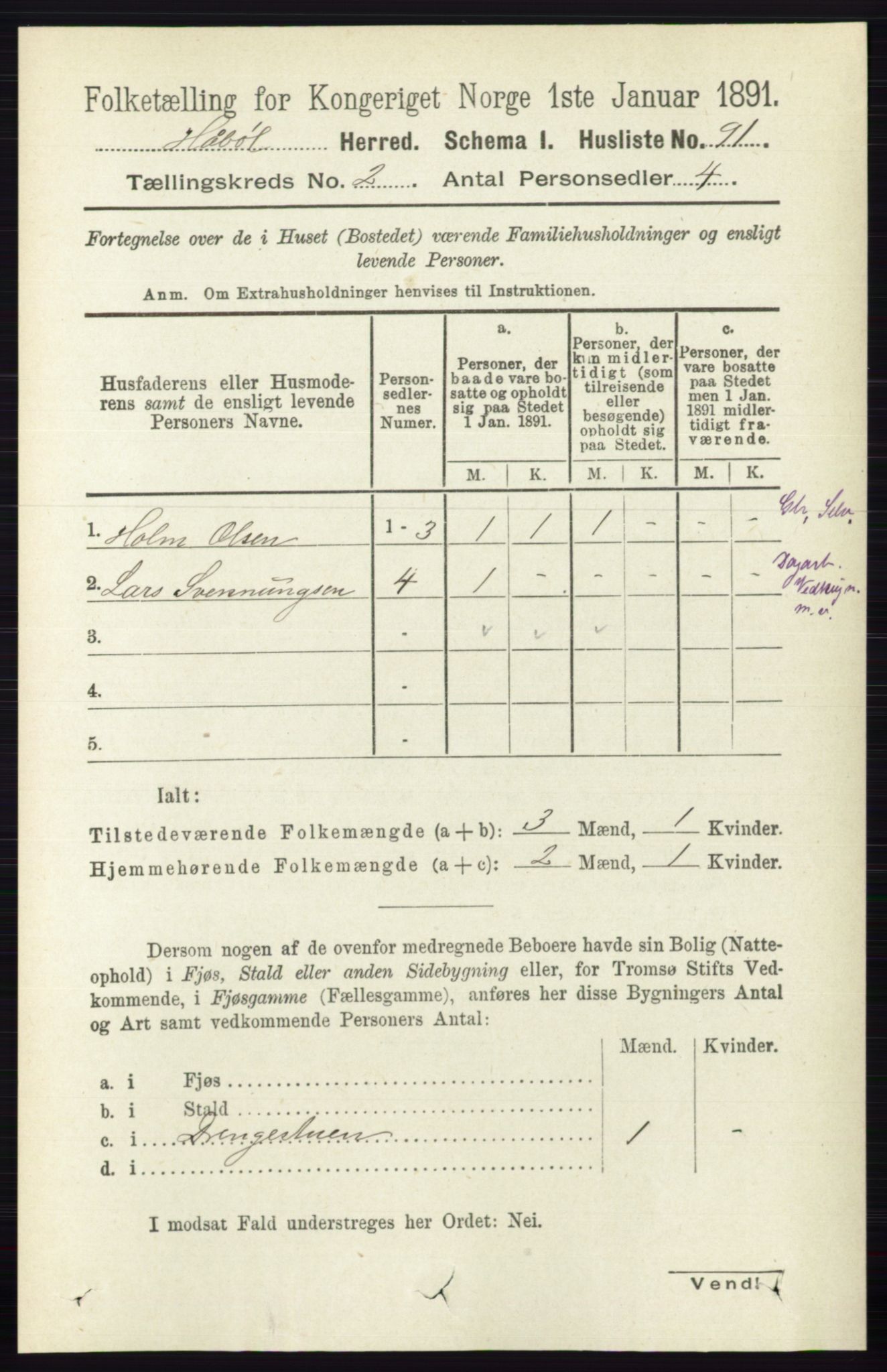 RA, 1891 census for 0138 Hobøl, 1891, p. 1023