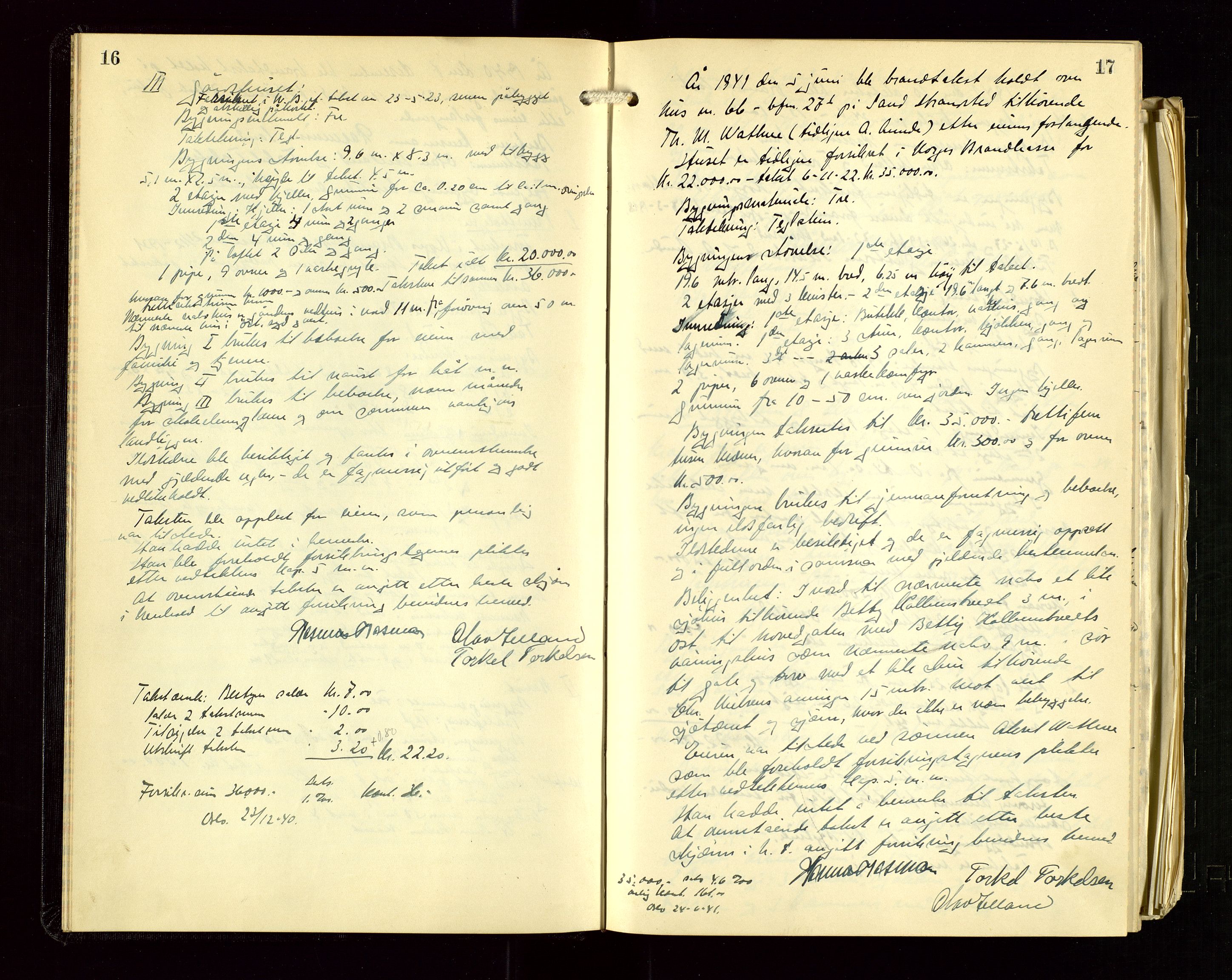 Sand lensmannskontor, AV/SAST-A-100415/Gob/L0004: Branntakstprotokoll, 1937-1955, p. 16-17