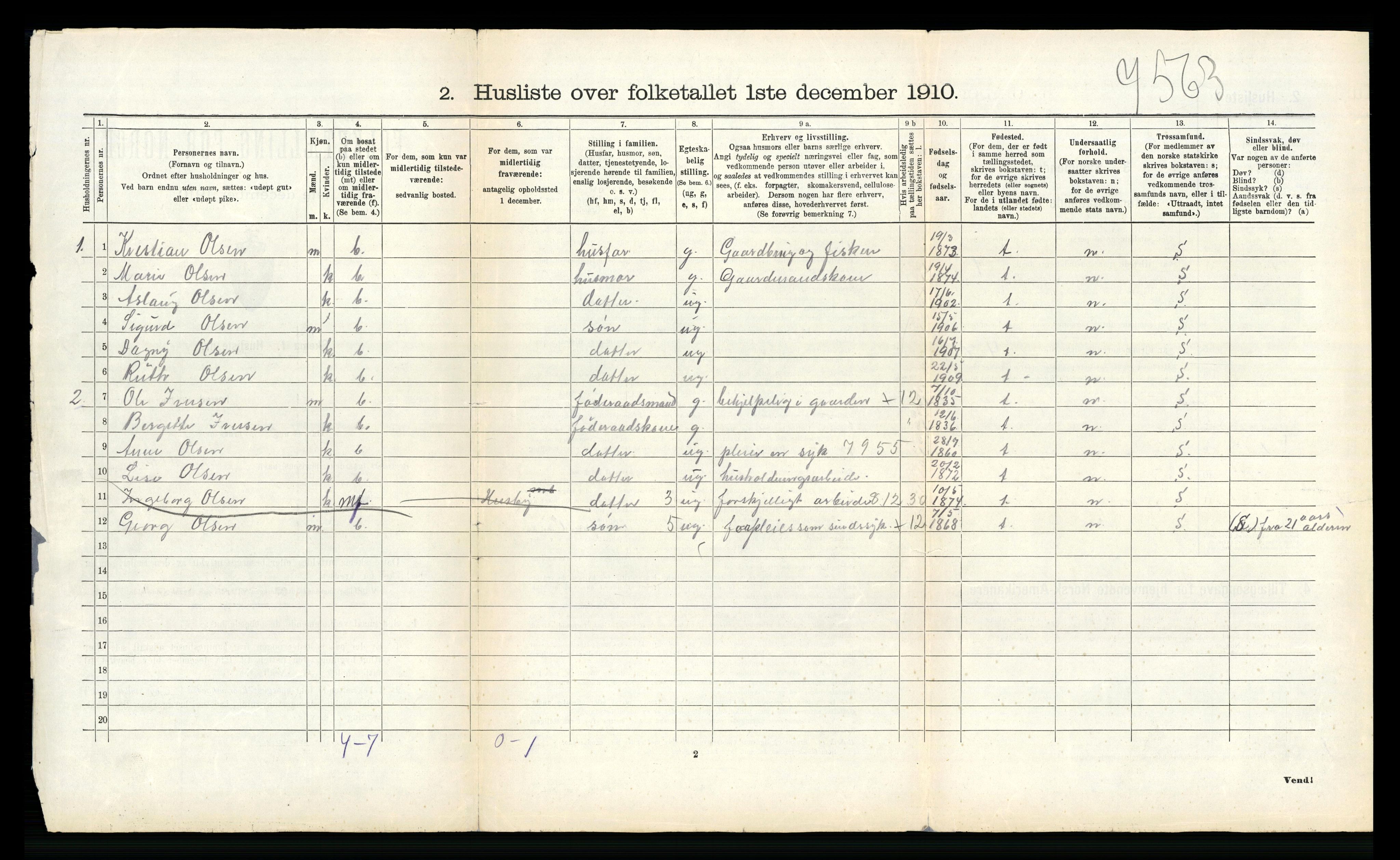 RA, 1910 census for Hadsel, 1910, p. 1064