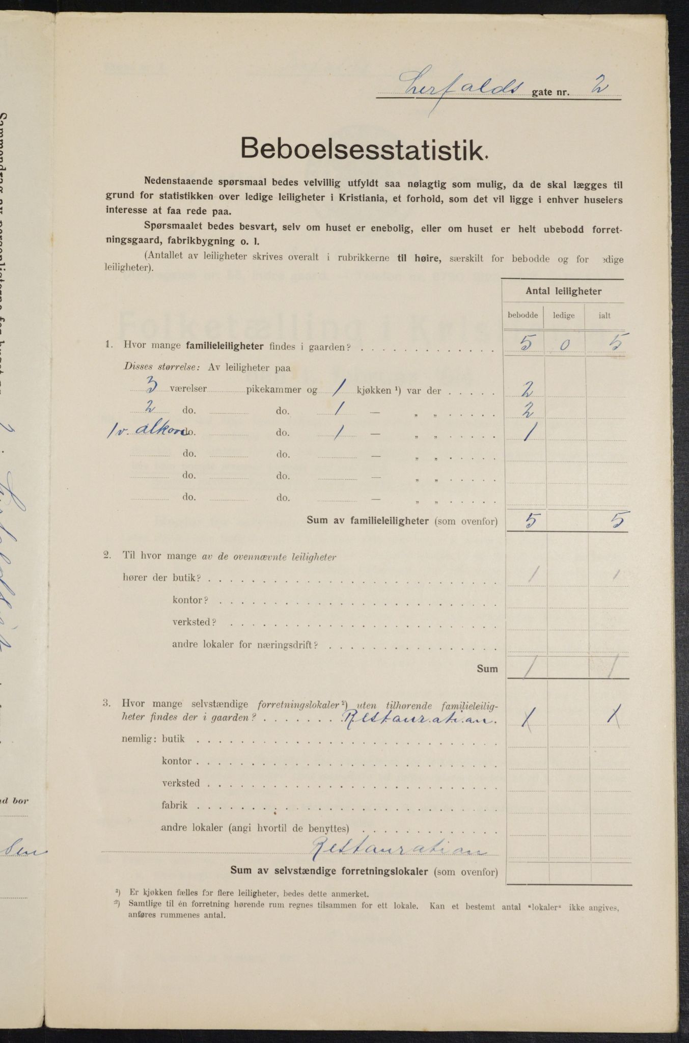 OBA, Municipal Census 1914 for Kristiania, 1914, p. 57152