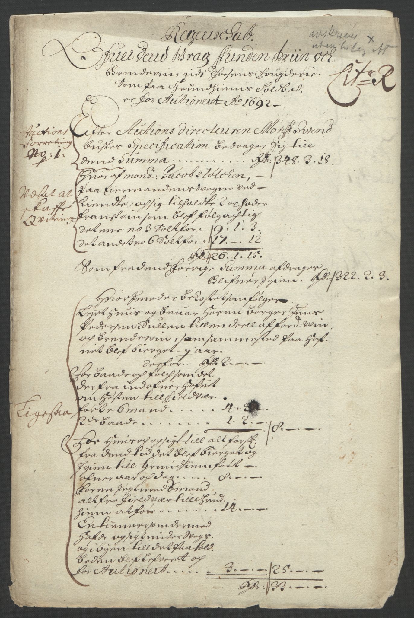 Rentekammeret inntil 1814, Reviderte regnskaper, Fogderegnskap, RA/EA-4092/R57/L3849: Fogderegnskap Fosen, 1692-1693, p. 228