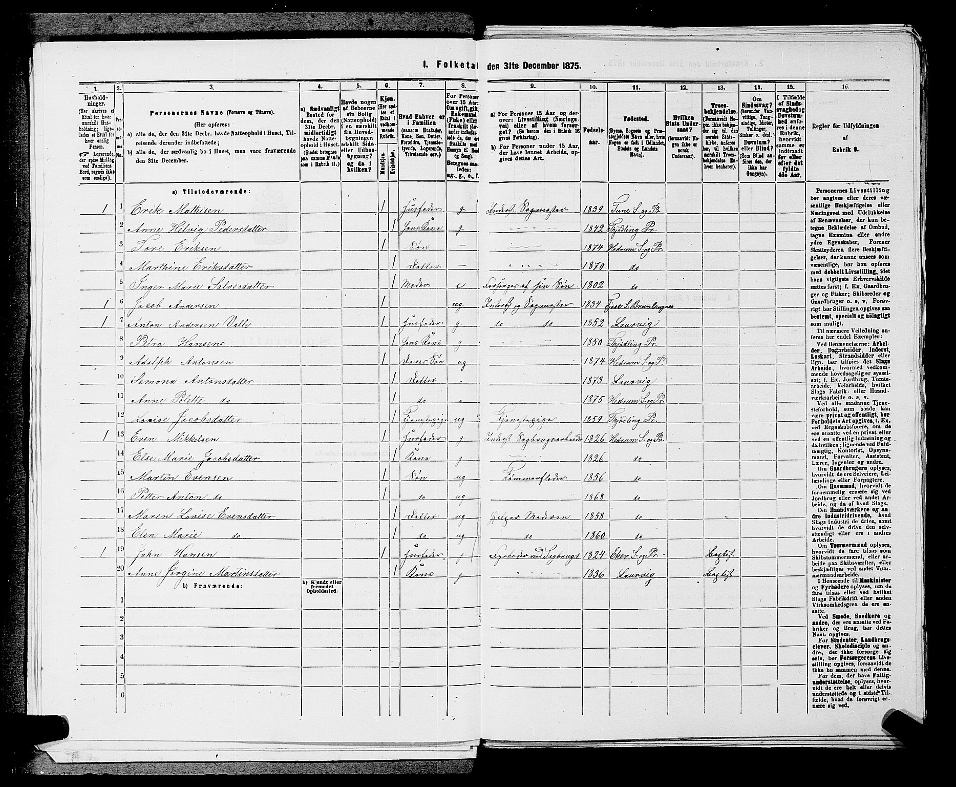 SAKO, 1875 census for 0727P Hedrum, 1875, p. 77