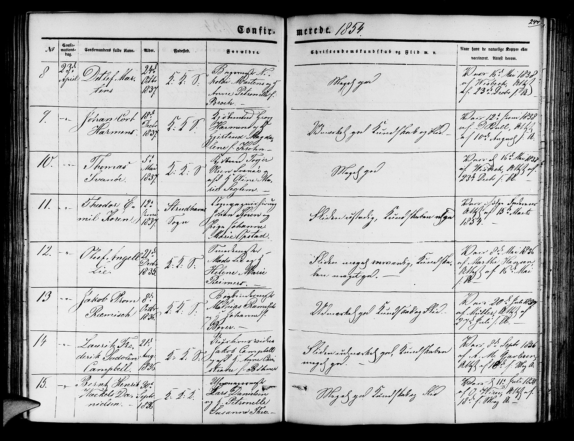 Korskirken sokneprestembete, SAB/A-76101/H/Hab: Parish register (copy) no. C 1, 1839-1868, p. 244