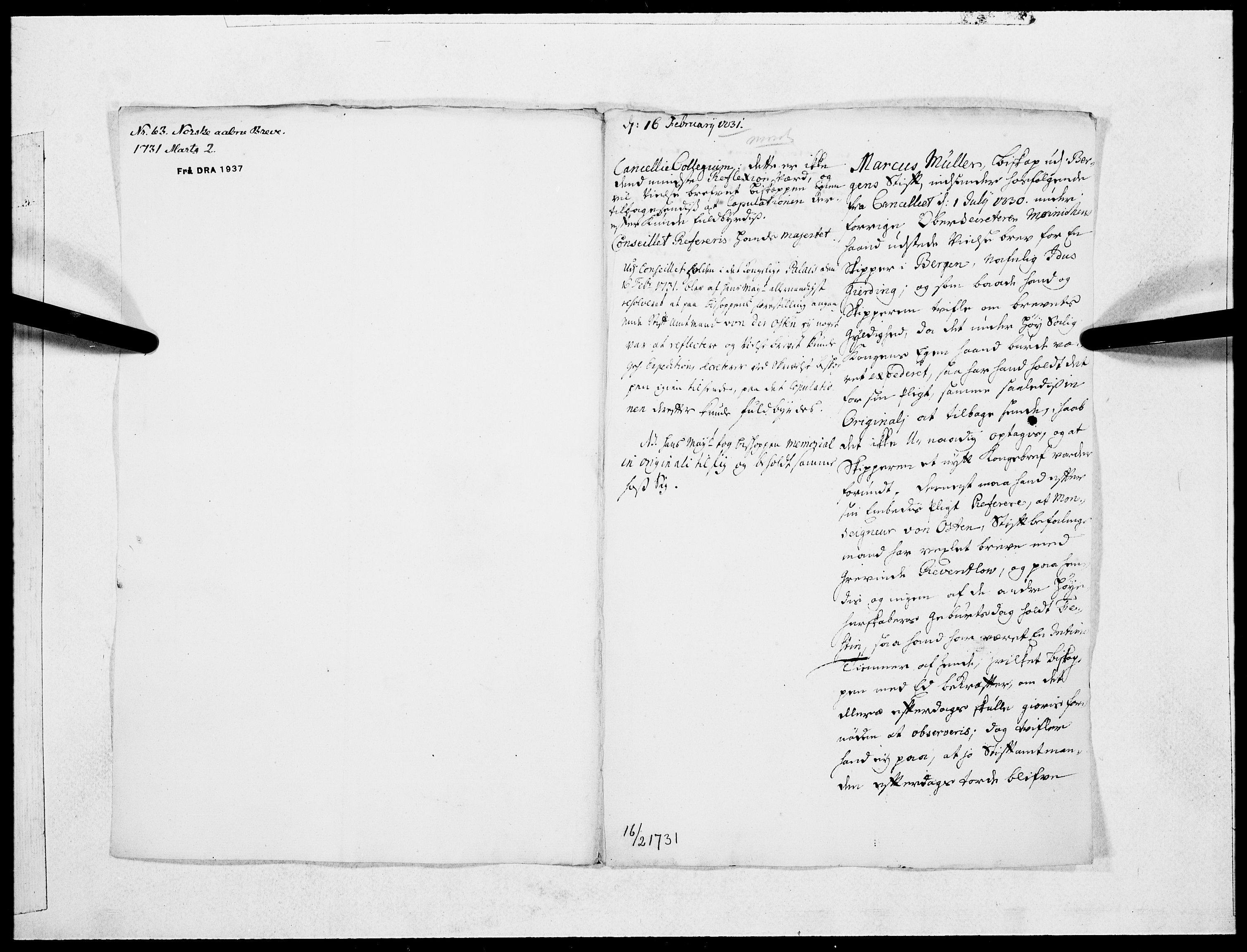 Danske Kanselli 1572-1799, RA/EA-3023/F/Fc/Fcc/Fcca/L0109: Norske innlegg 1572-1799, 1731, p. 174