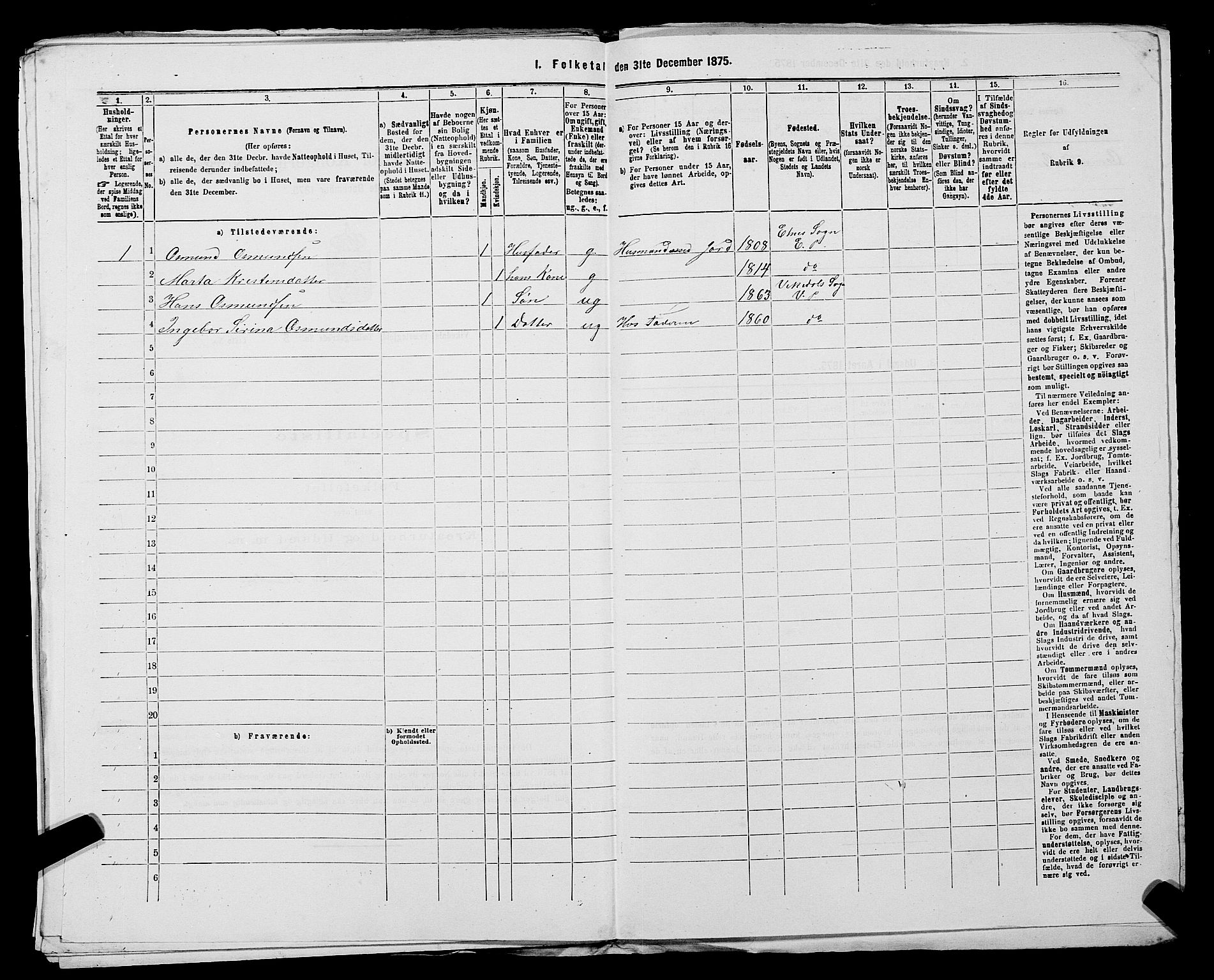 SAST, 1875 census for 1157P Vikedal, 1875, p. 938