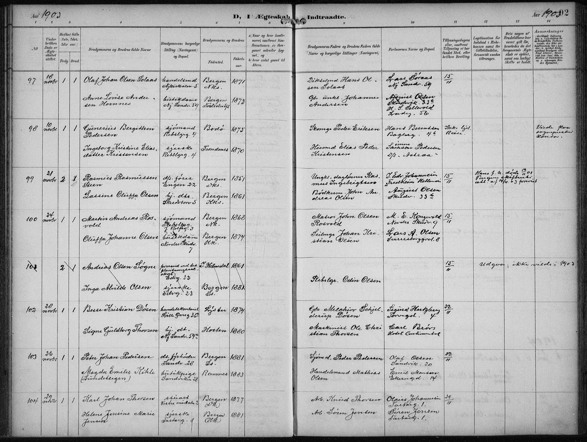 Sandviken Sokneprestembete, AV/SAB-A-77601/H/Ha/L0014: Parish register (official) no. D 1, 1896-1911, p. 92