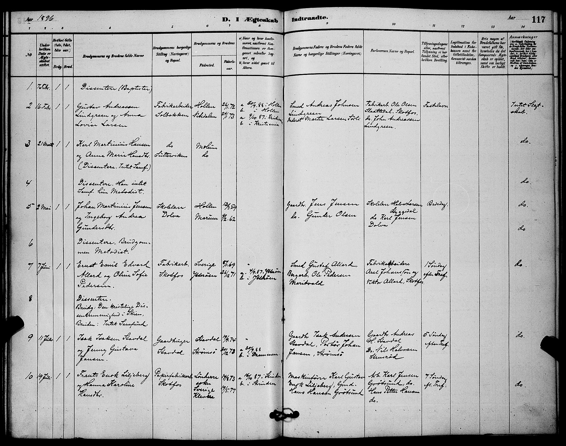 Solum kirkebøker, SAKO/A-306/G/Gb/L0003: Parish register (copy) no. II 3, 1880-1898, p. 117