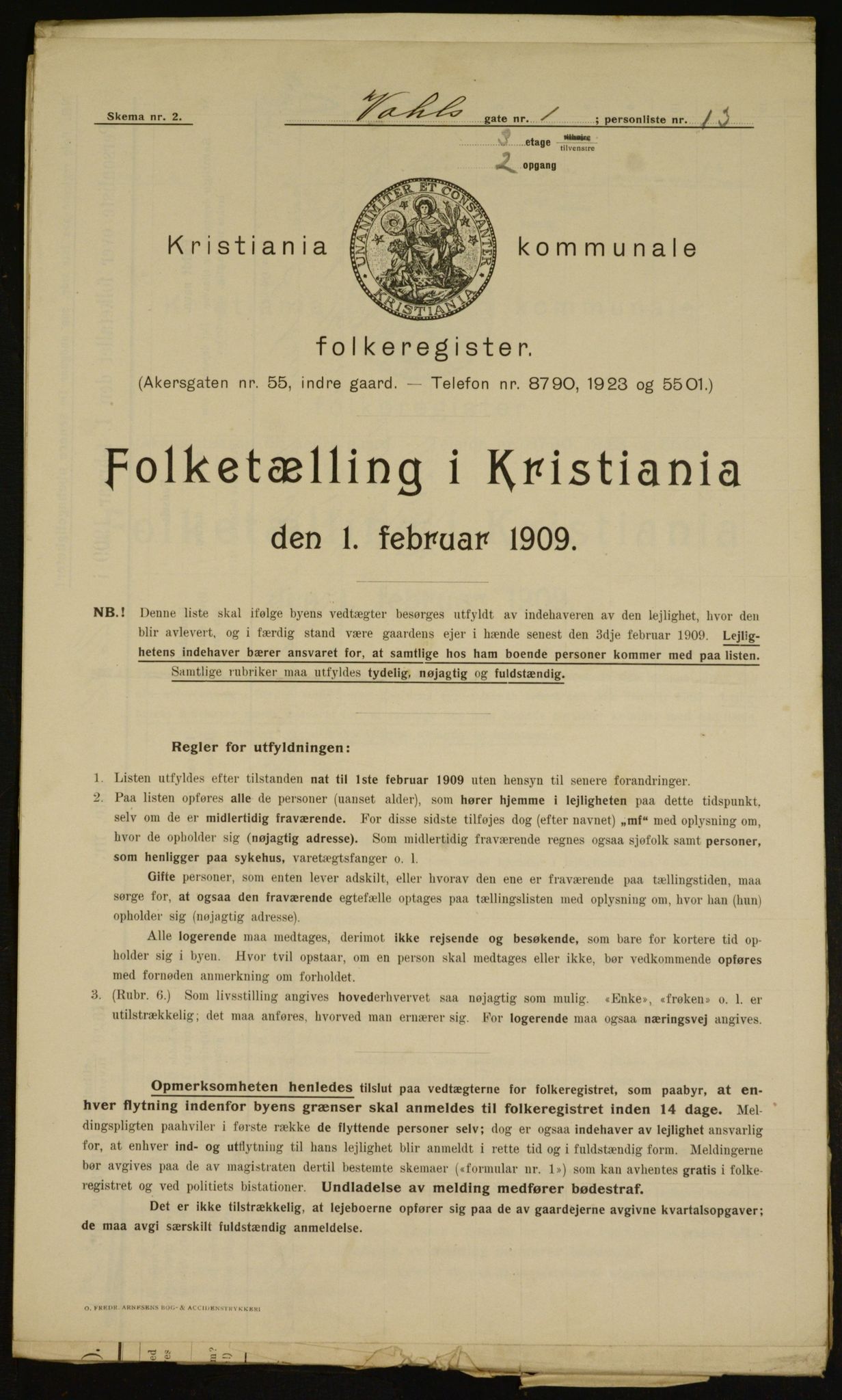 OBA, Municipal Census 1909 for Kristiania, 1909, p. 110144