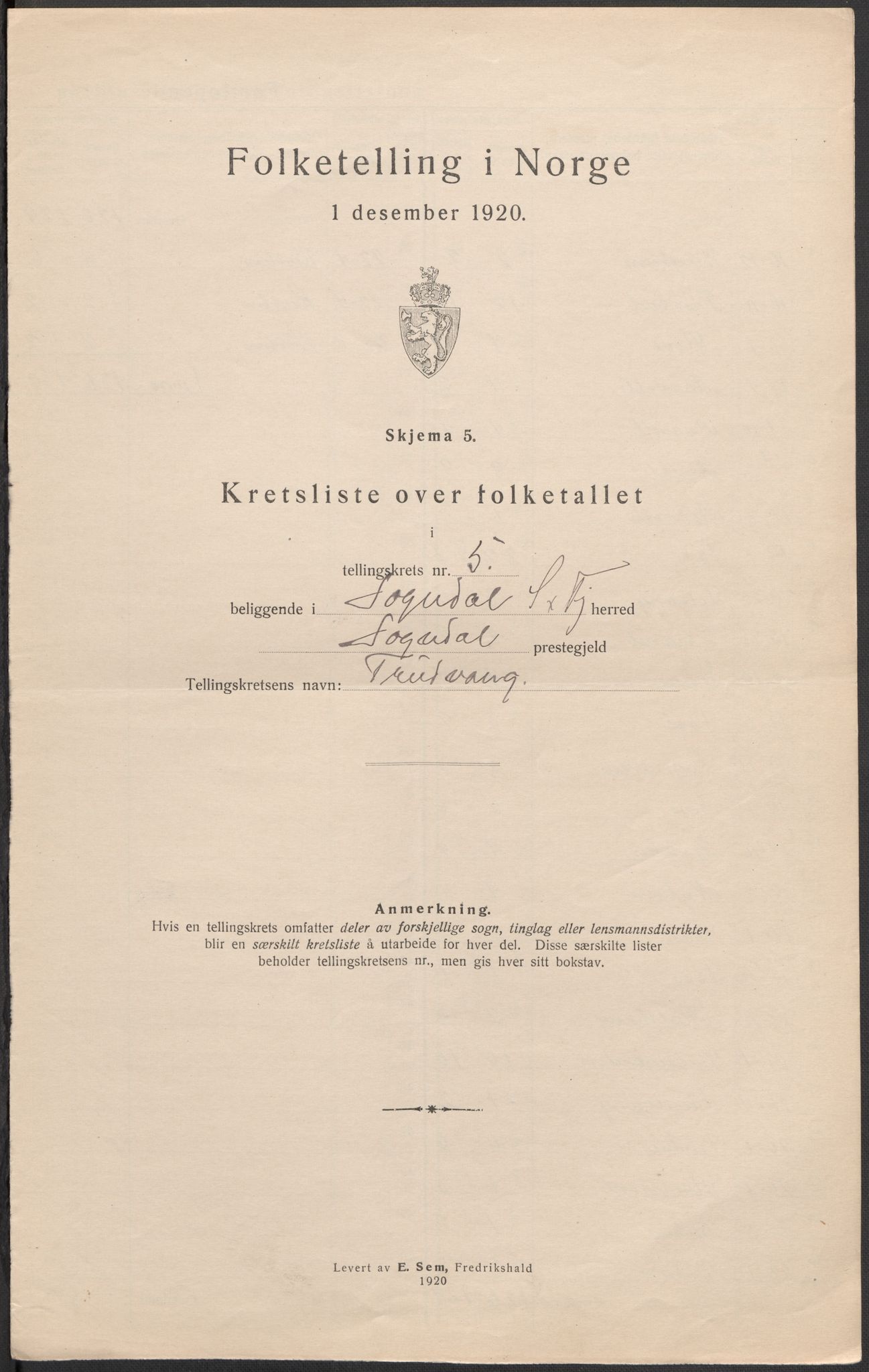 SAB, 1920 census for Sogndal, 1920, p. 17