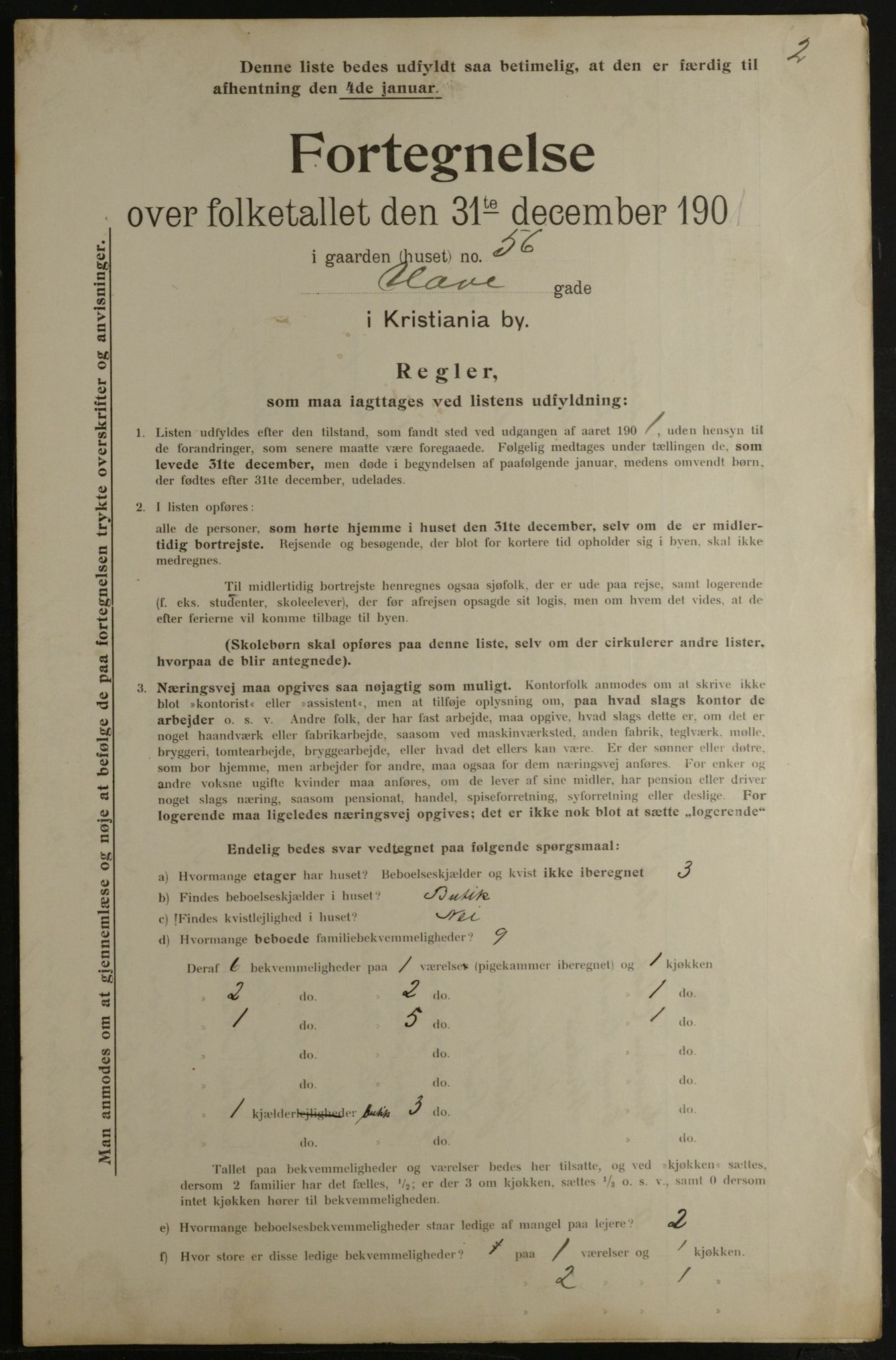 OBA, Municipal Census 1901 for Kristiania, 1901, p. 5492