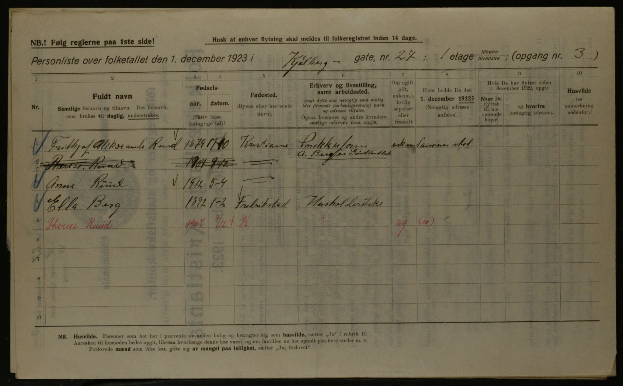 OBA, Municipal Census 1923 for Kristiania, 1923, p. 58208