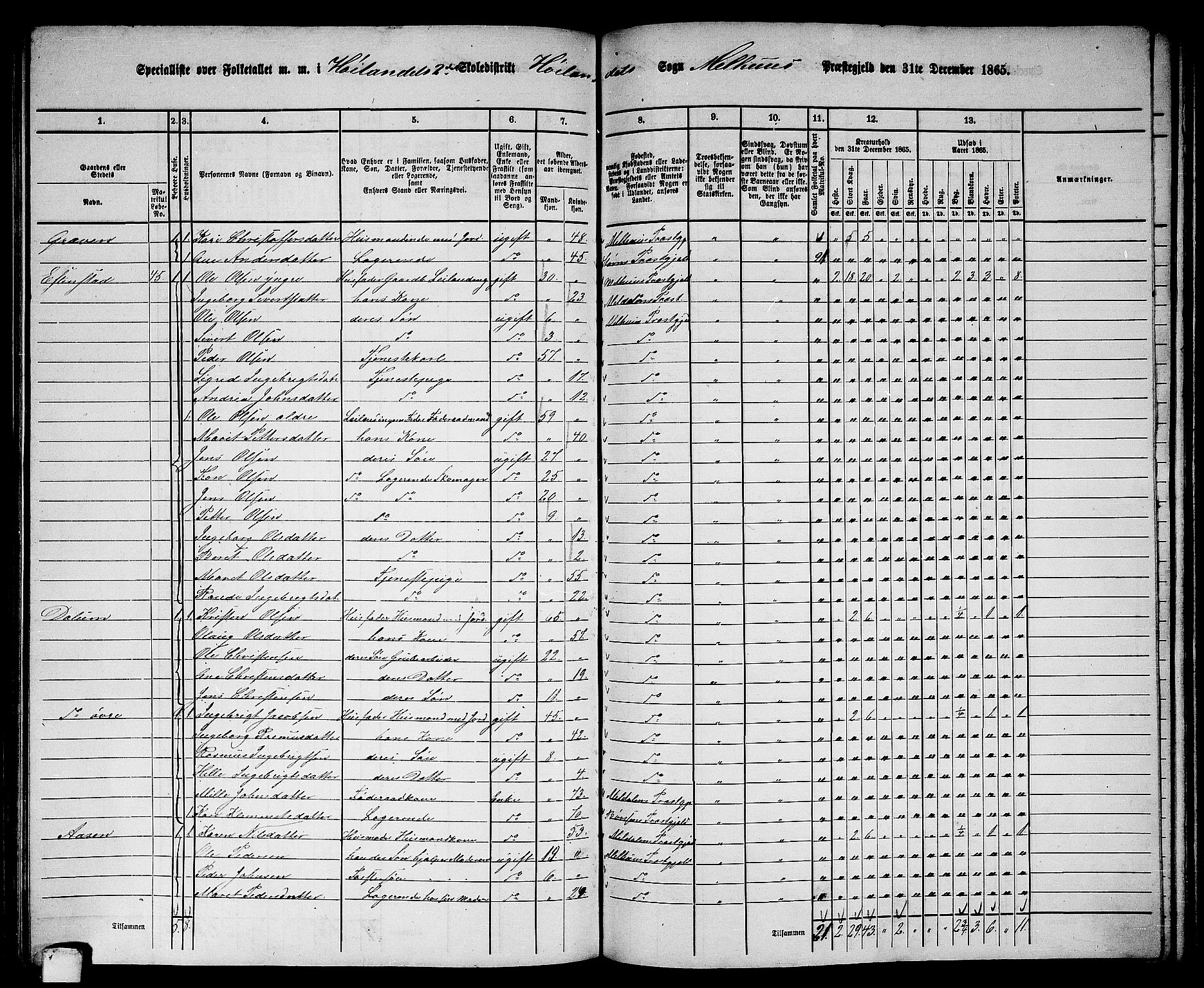 RA, 1865 census for Melhus, 1865, p. 187