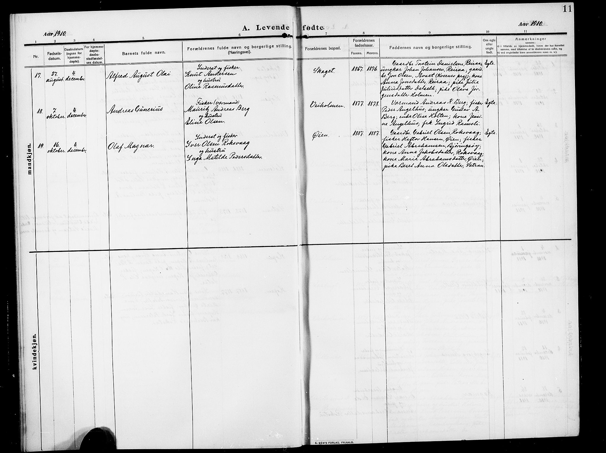 Ministerialprotokoller, klokkerbøker og fødselsregistre - Møre og Romsdal, SAT/A-1454/583/L0956: Parish register (copy) no. 583C01, 1909-1925, p. 11