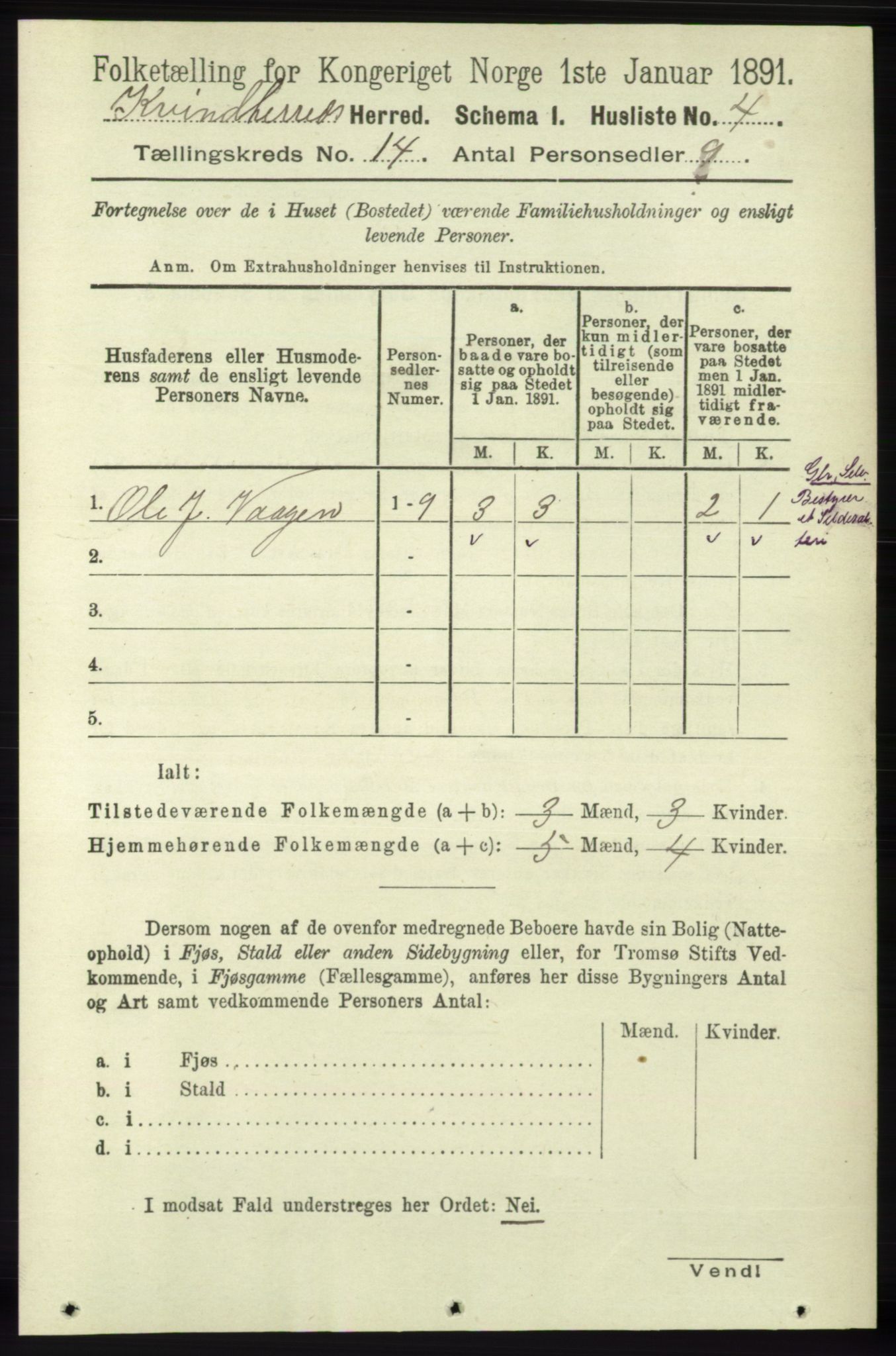 RA, 1891 census for 1224 Kvinnherad, 1891, p. 4623