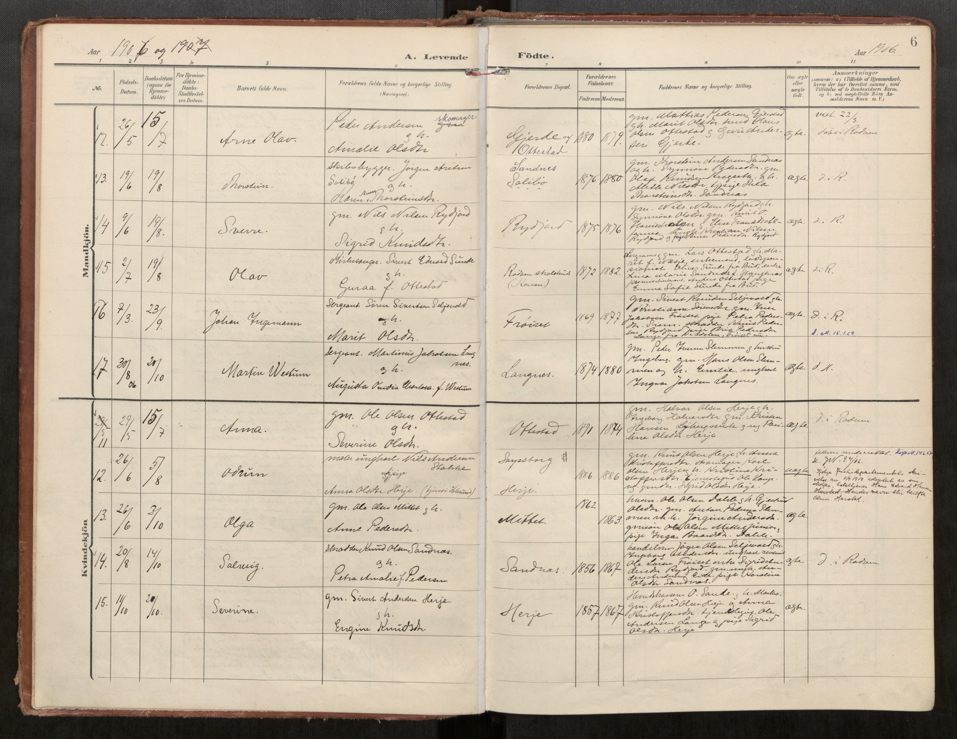 Ministerialprotokoller, klokkerbøker og fødselsregistre - Møre og Romsdal, AV/SAT-A-1454/549/L0618: Parish register (official) no. 549A01, 1906-1927, p. 6