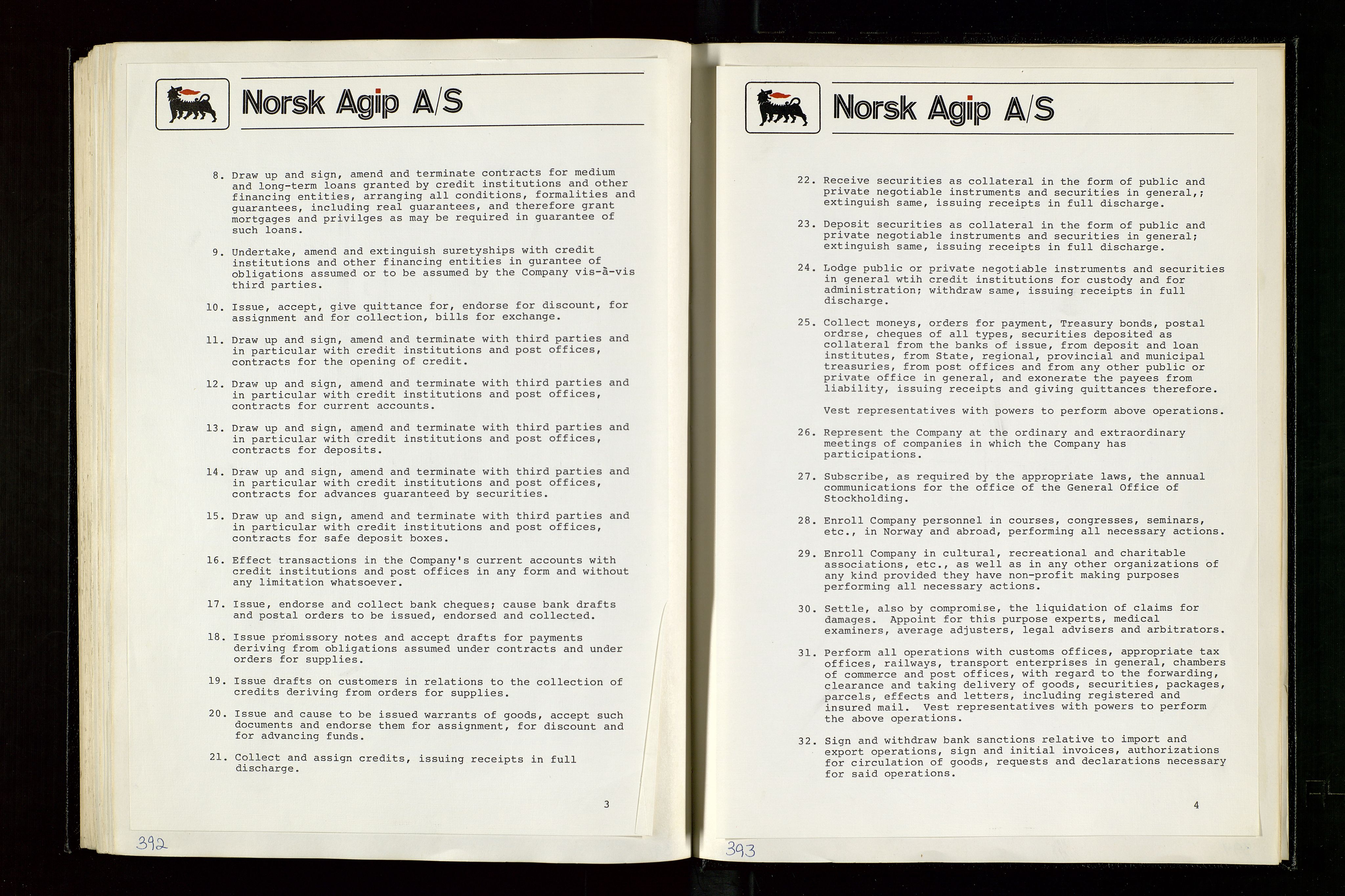 Pa 1583 - Norsk Agip AS, AV/SAST-A-102138/A/Aa/L0003: Board of Directors meeting minutes, 1979-1983, p. 392-393