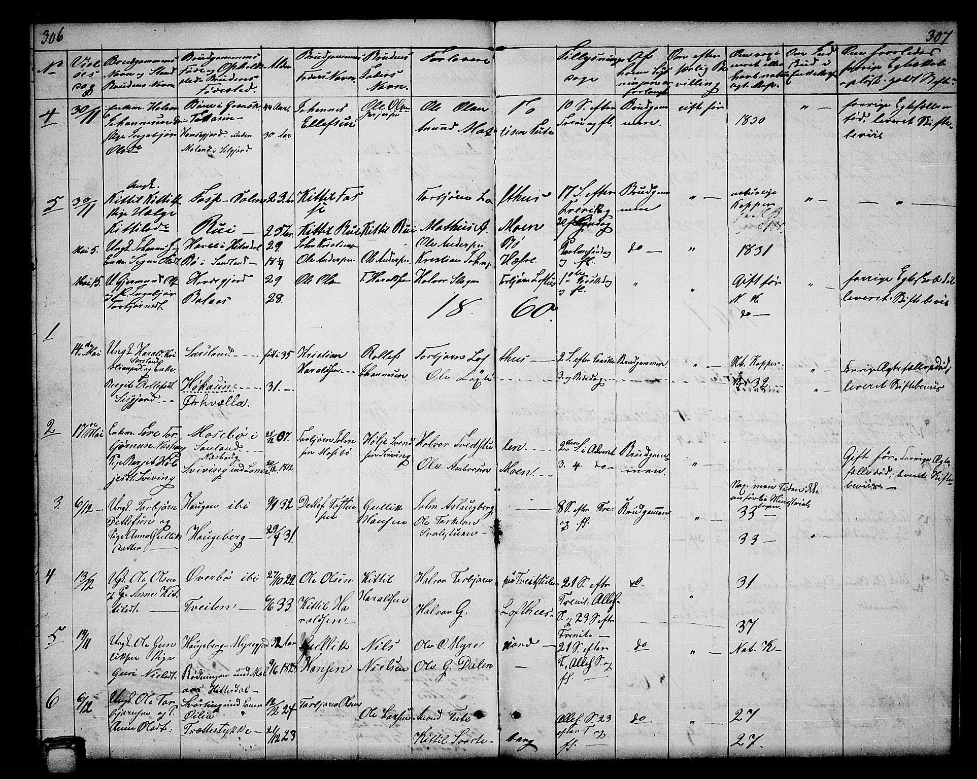 Hjartdal kirkebøker, SAKO/A-270/G/Ga/L0002: Parish register (copy) no. I 2, 1854-1888, p. 306-307