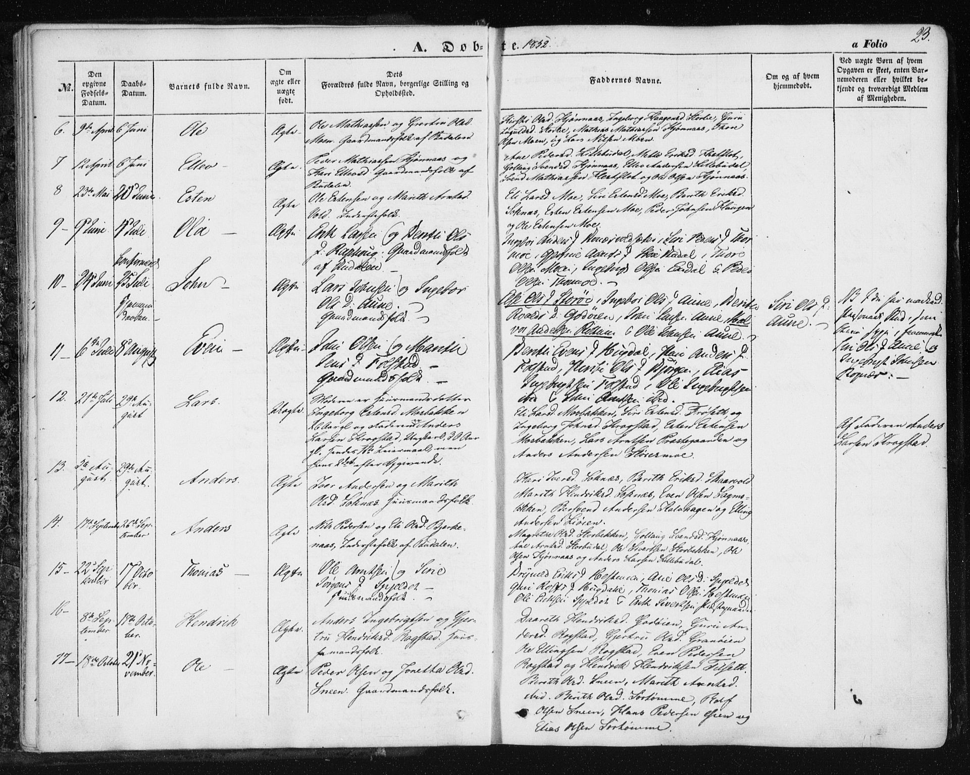 Ministerialprotokoller, klokkerbøker og fødselsregistre - Sør-Trøndelag, SAT/A-1456/687/L1000: Parish register (official) no. 687A06, 1848-1869, p. 23