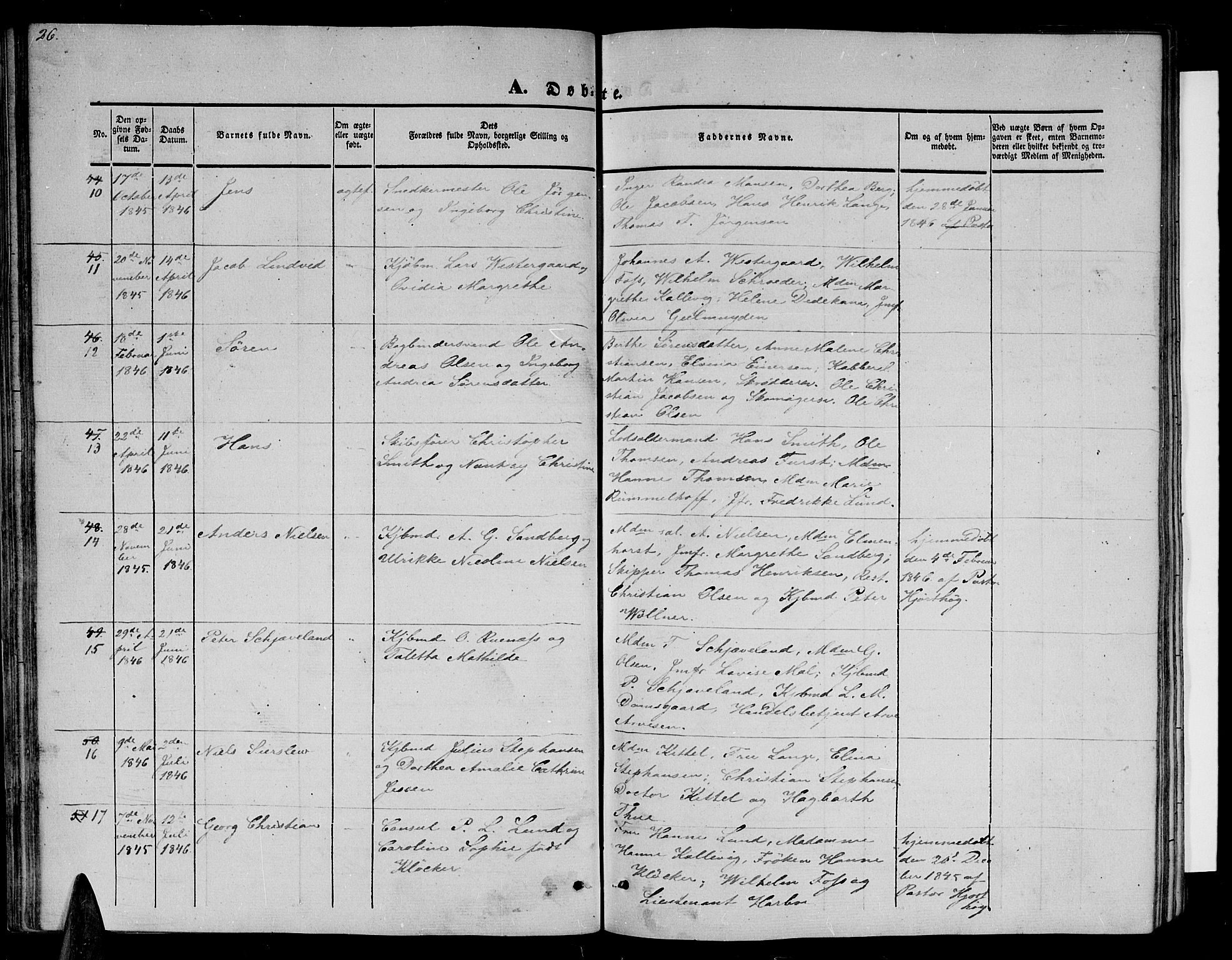 Arendal sokneprestkontor, Trefoldighet, AV/SAK-1111-0040/F/Fb/L0002: Parish register (copy) no. B 2, 1838-1860, p. 26