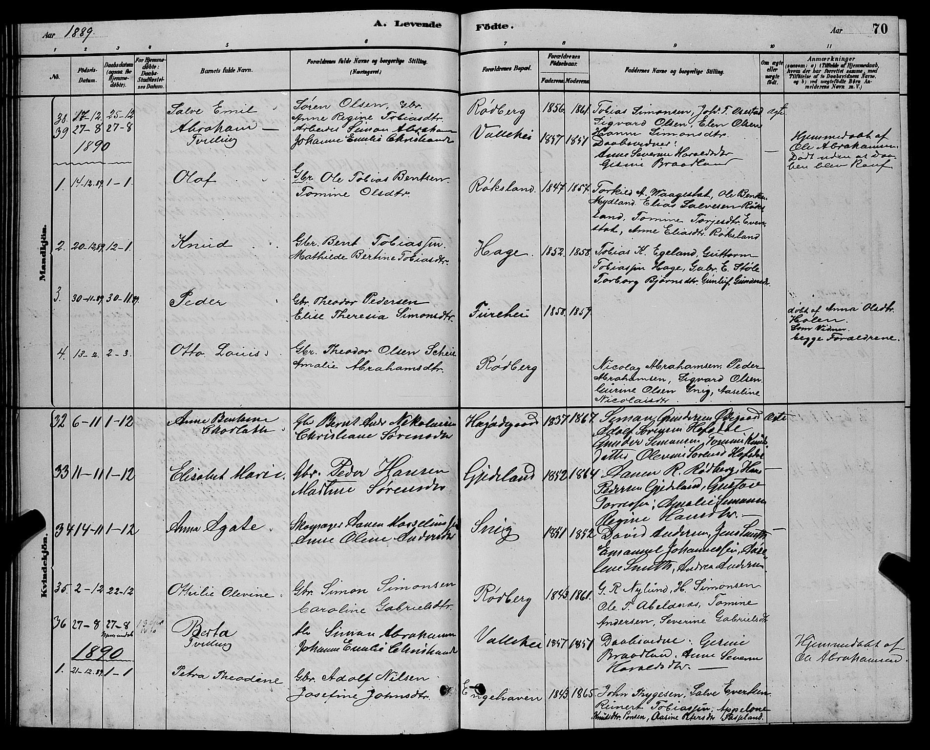 Sør-Audnedal sokneprestkontor, AV/SAK-1111-0039/F/Fb/Fbb/L0005: Parish register (copy) no. B 5, 1880-1892, p. 70