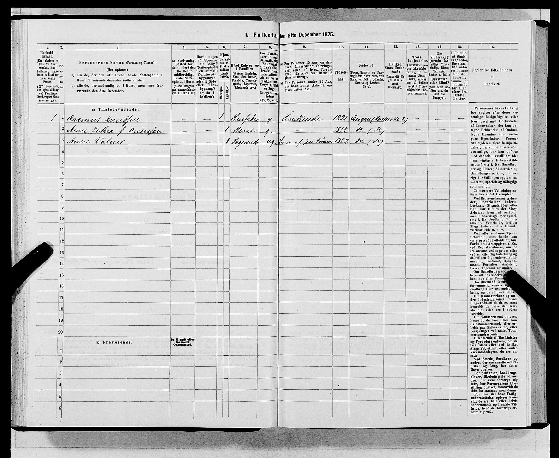 SAB, 1875 census for 1281L Bergen landdistrikt/Domkirken and Sandviken, 1875, p. 142