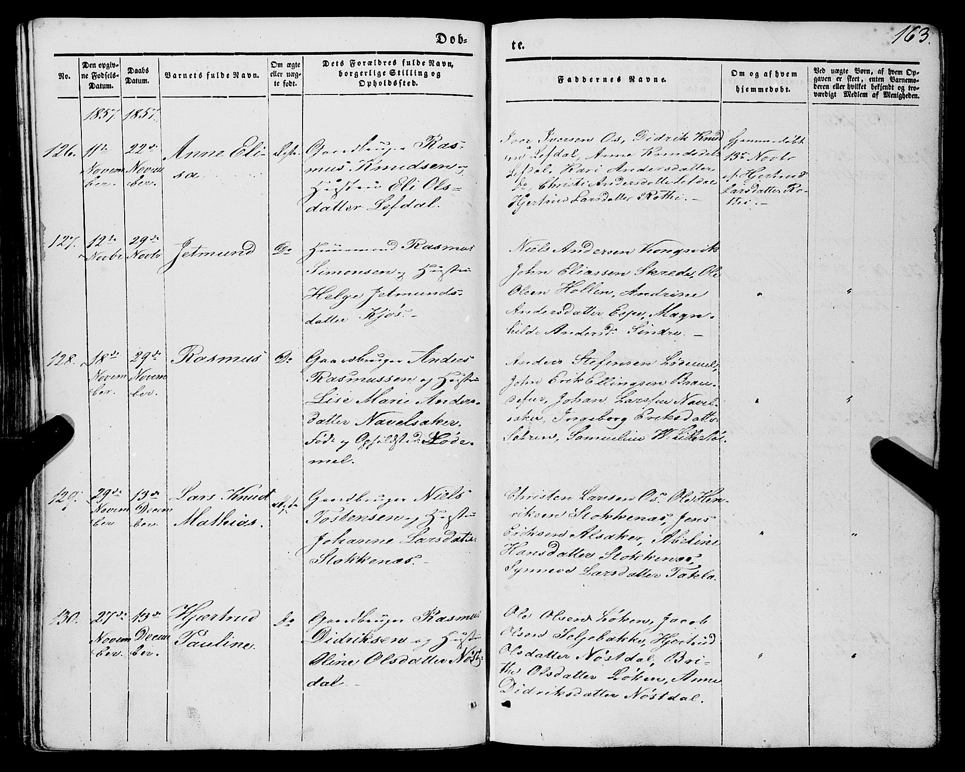 Eid sokneprestembete, AV/SAB-A-82301/H/Haa/Haaa/L0007: Parish register (official) no. A 7, 1844-1858, p. 163