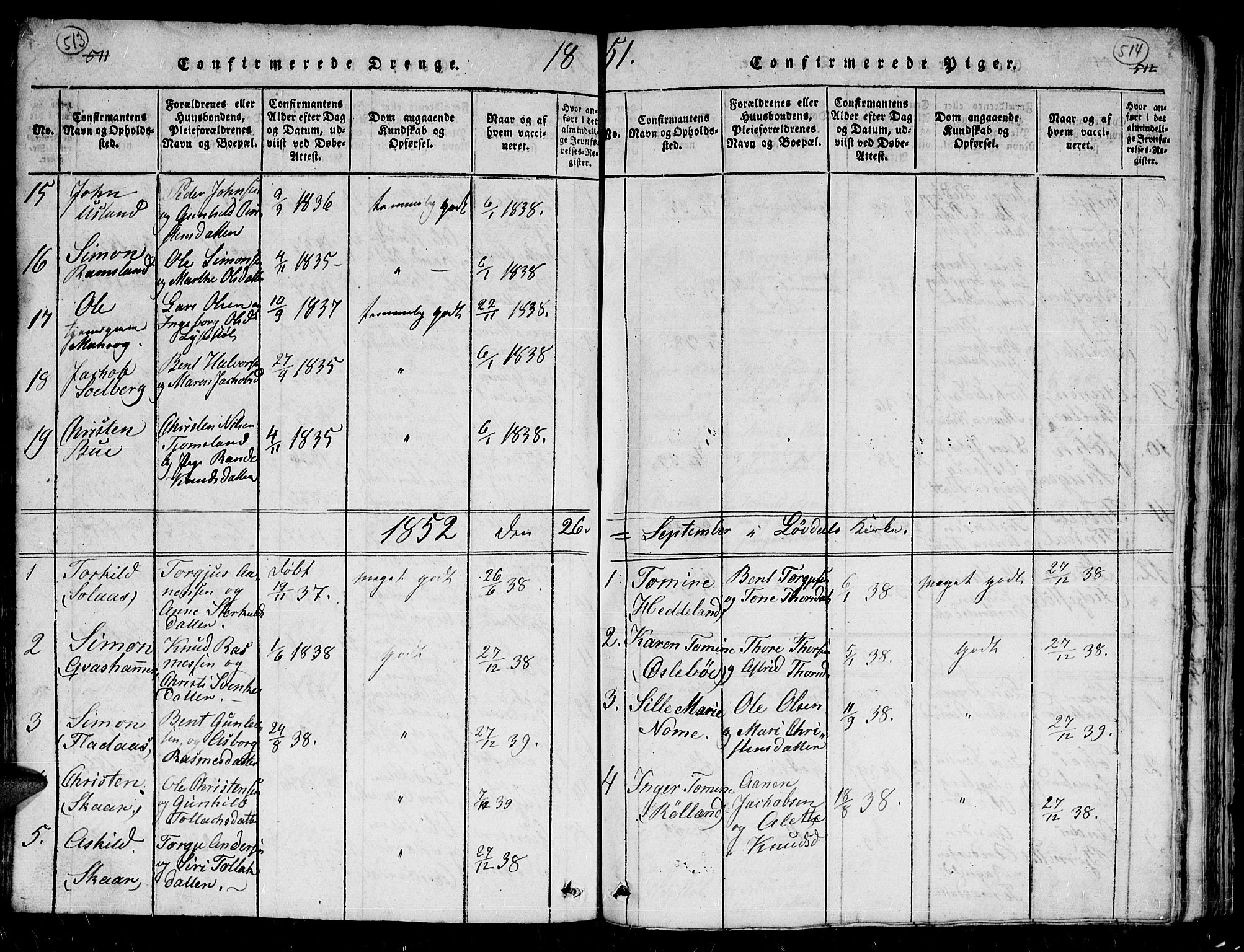 Holum sokneprestkontor, AV/SAK-1111-0022/F/Fb/Fbc/L0001: Parish register (copy) no. B 1, 1820-1859, p. 513-514