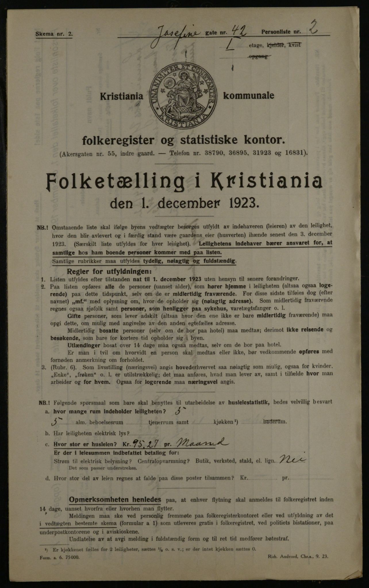 OBA, Municipal Census 1923 for Kristiania, 1923, p. 53468