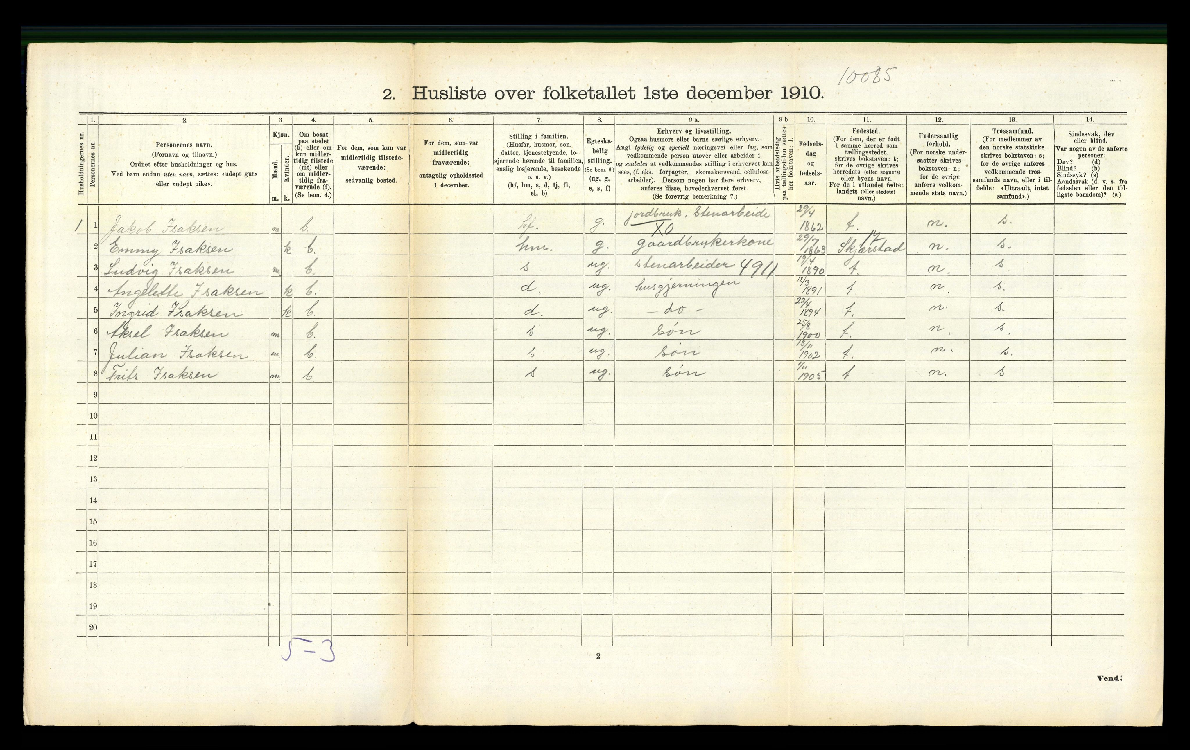 RA, 1910 census for Fauske, 1910, p. 1297