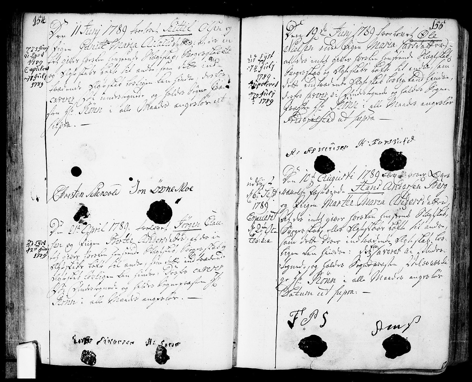 Fredrikstad prestekontor Kirkebøker, AV/SAO-A-11082/F/Fa/L0002: Parish register (official) no. 2, 1750-1804, p. 154-155