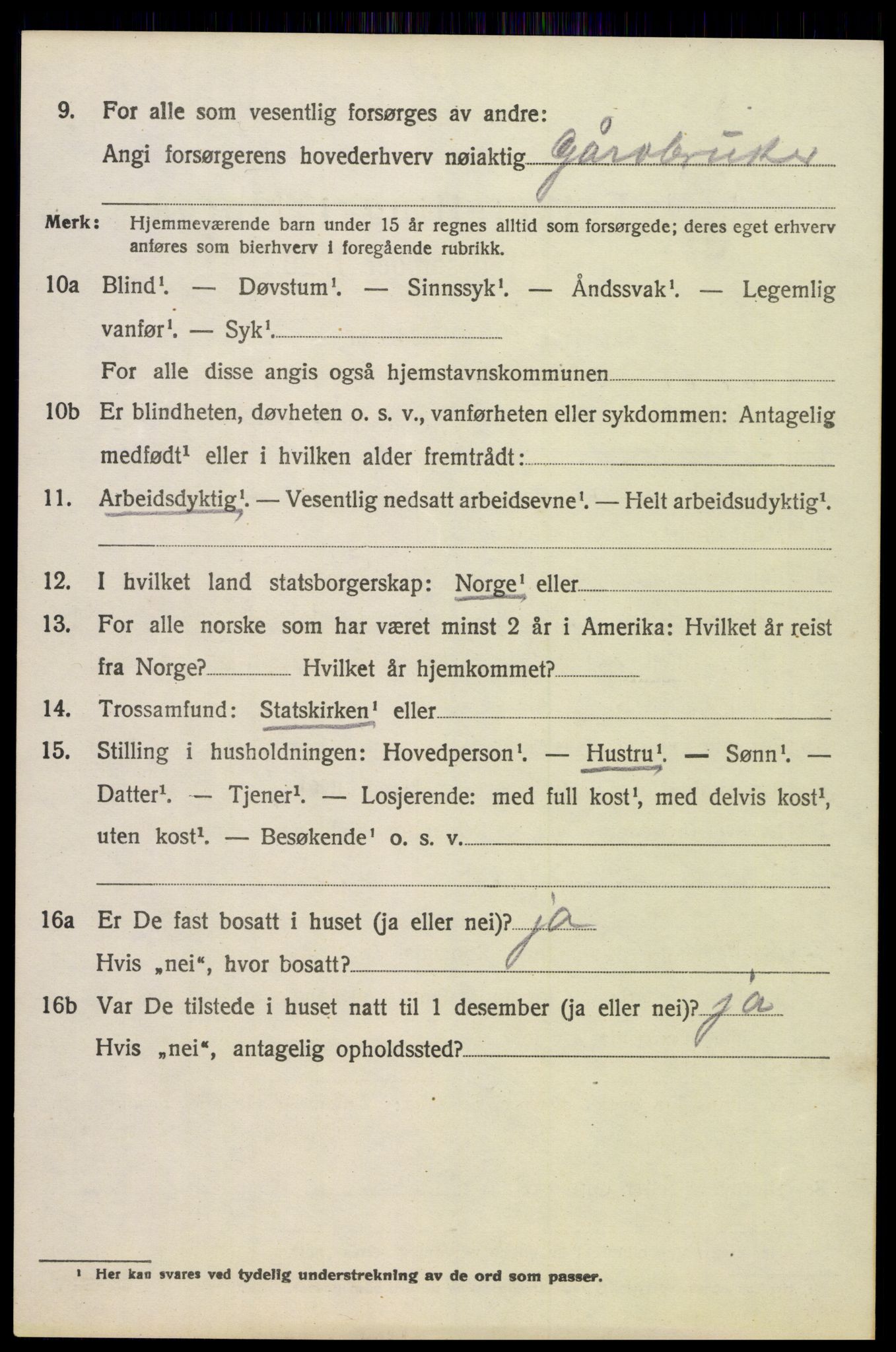 SAH, 1920 census for Nord-Fron, 1920, p. 10011