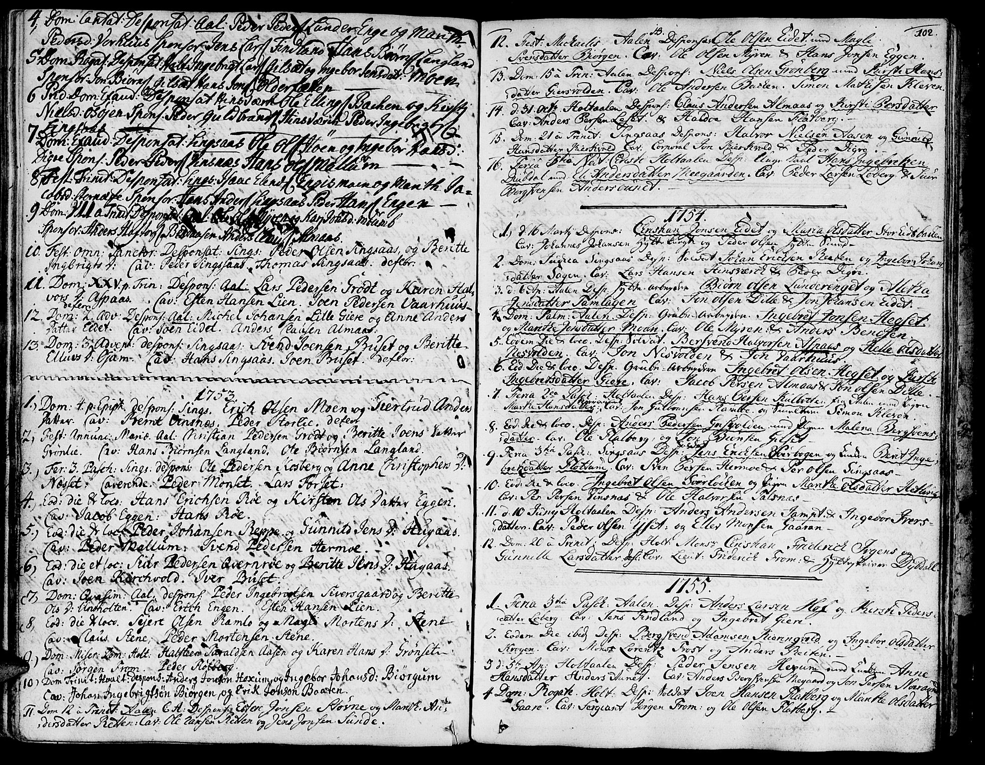 Ministerialprotokoller, klokkerbøker og fødselsregistre - Sør-Trøndelag, SAT/A-1456/685/L0952: Parish register (official) no. 685A01, 1745-1804, p. 102