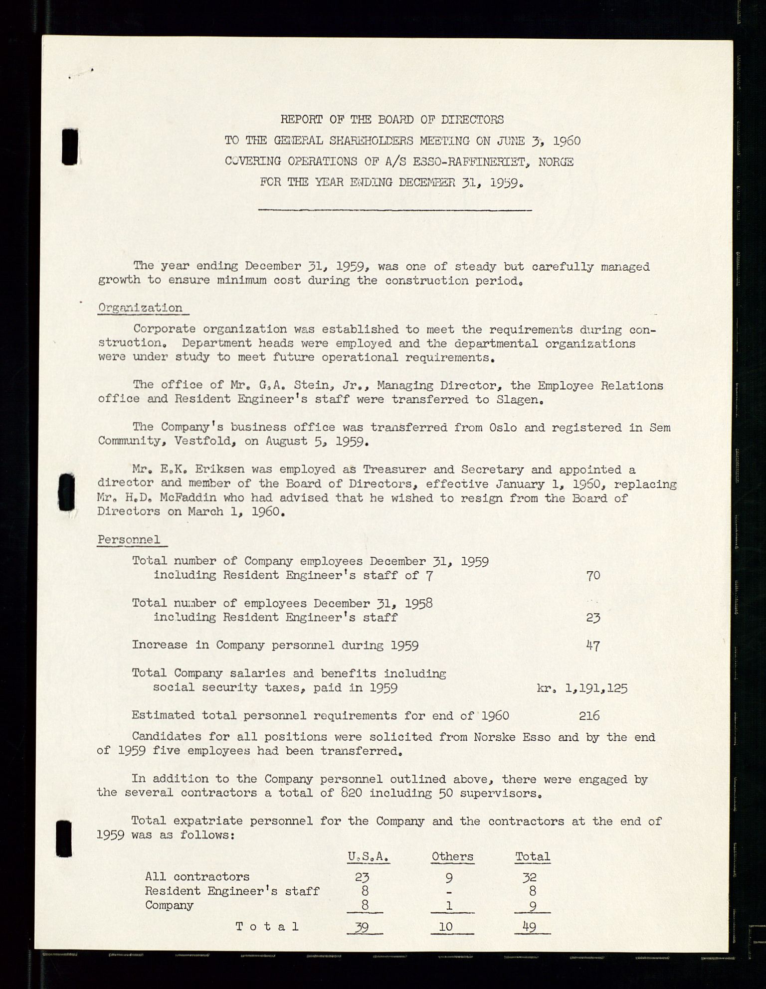 PA 1537 - A/S Essoraffineriet Norge, AV/SAST-A-101957/A/Aa/L0001/0002: Styremøter / Shareholder meetings, board meetings, by laws (vedtekter), 1957-1960, p. 31