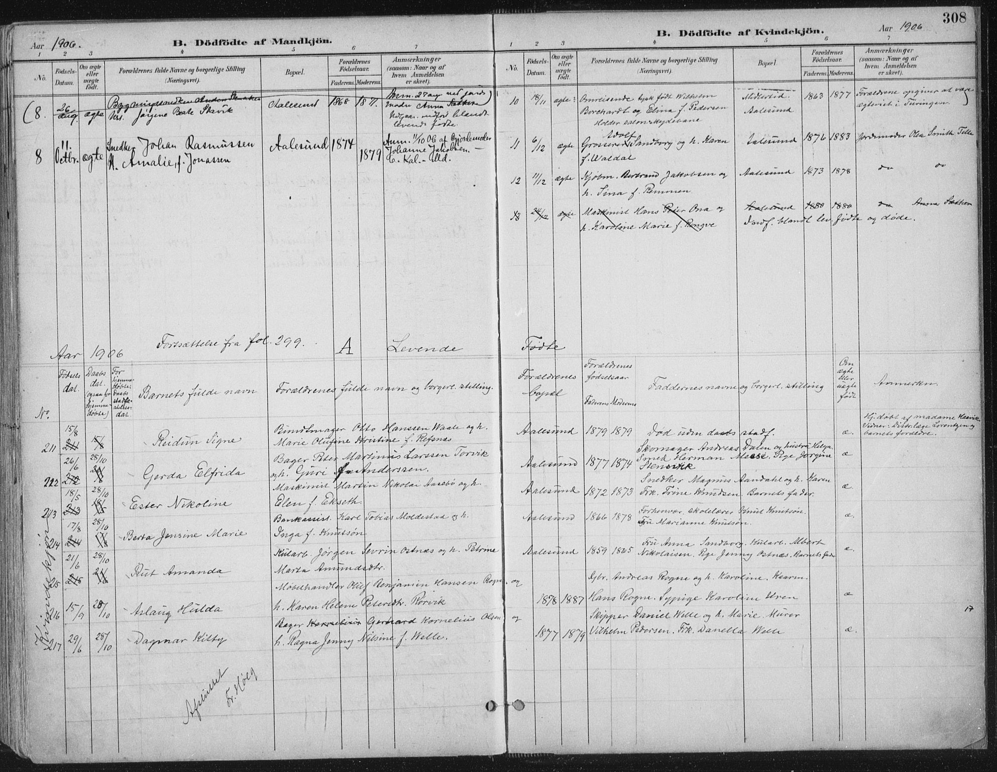 Ministerialprotokoller, klokkerbøker og fødselsregistre - Møre og Romsdal, SAT/A-1454/529/L0456: Parish register (official) no. 529A06, 1894-1906, p. 308