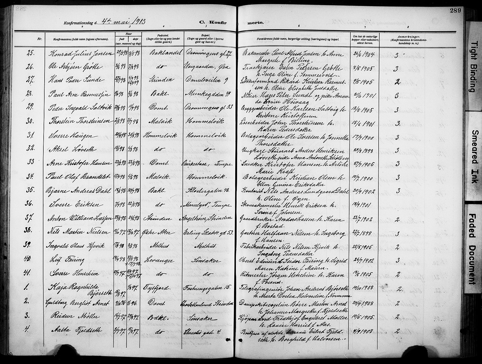 Ministerialprotokoller, klokkerbøker og fødselsregistre - Sør-Trøndelag, SAT/A-1456/601/L0096: Parish register (copy) no. 601C14, 1911-1931, p. 289