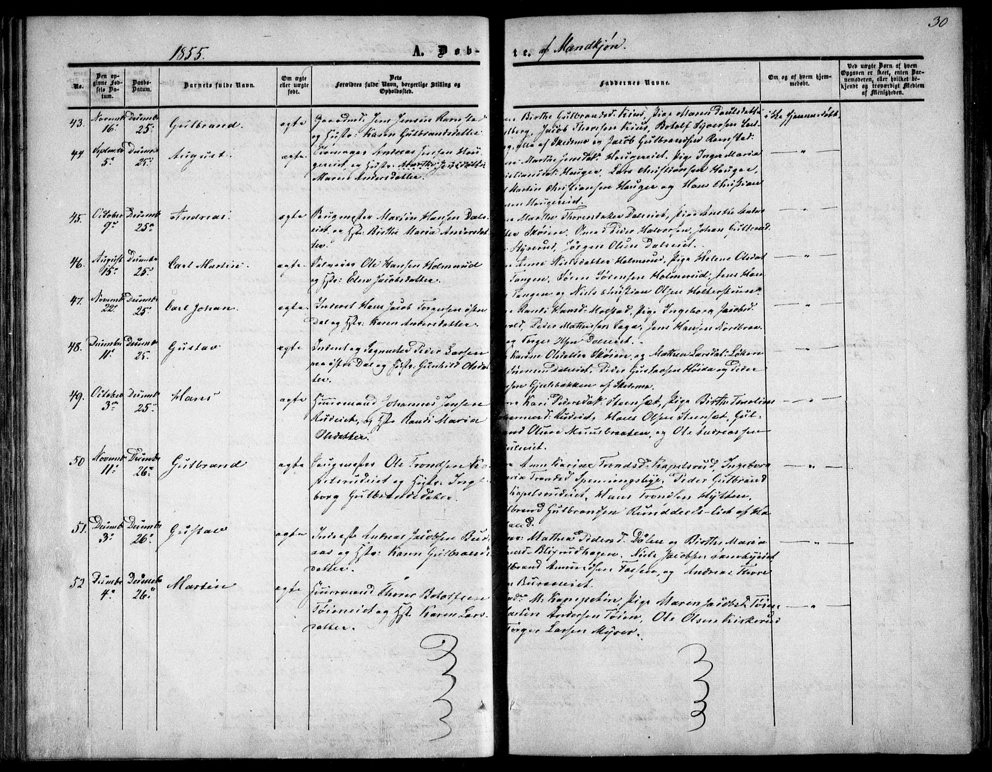 Nittedal prestekontor Kirkebøker, SAO/A-10365a/F/Fa/L0005: Parish register (official) no. I 5, 1850-1862, p. 30