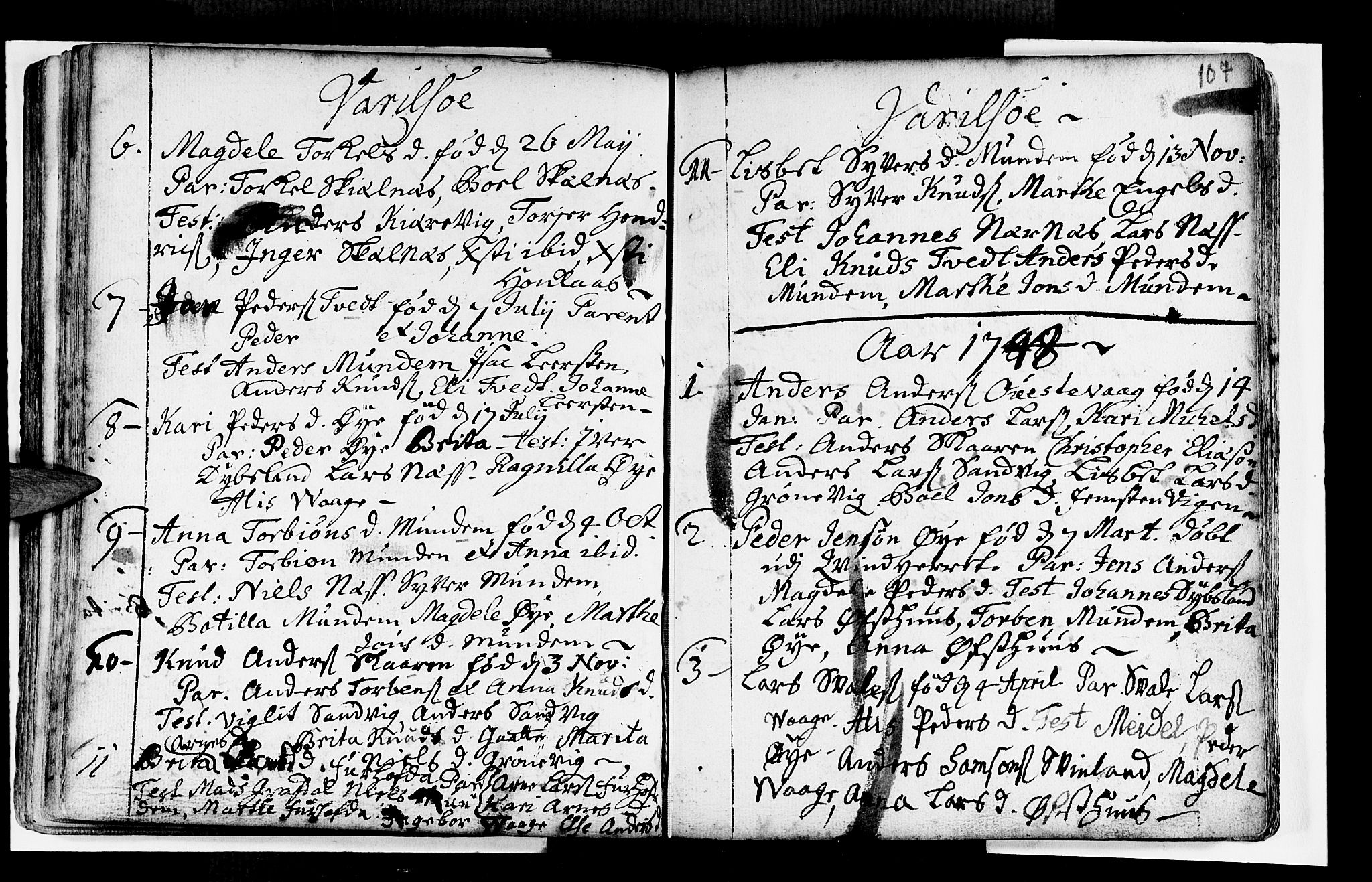 Strandebarm sokneprestembete, AV/SAB-A-78401/H/Haa: Parish register (official) no. A 2 /3, 1727-1750, p. 107