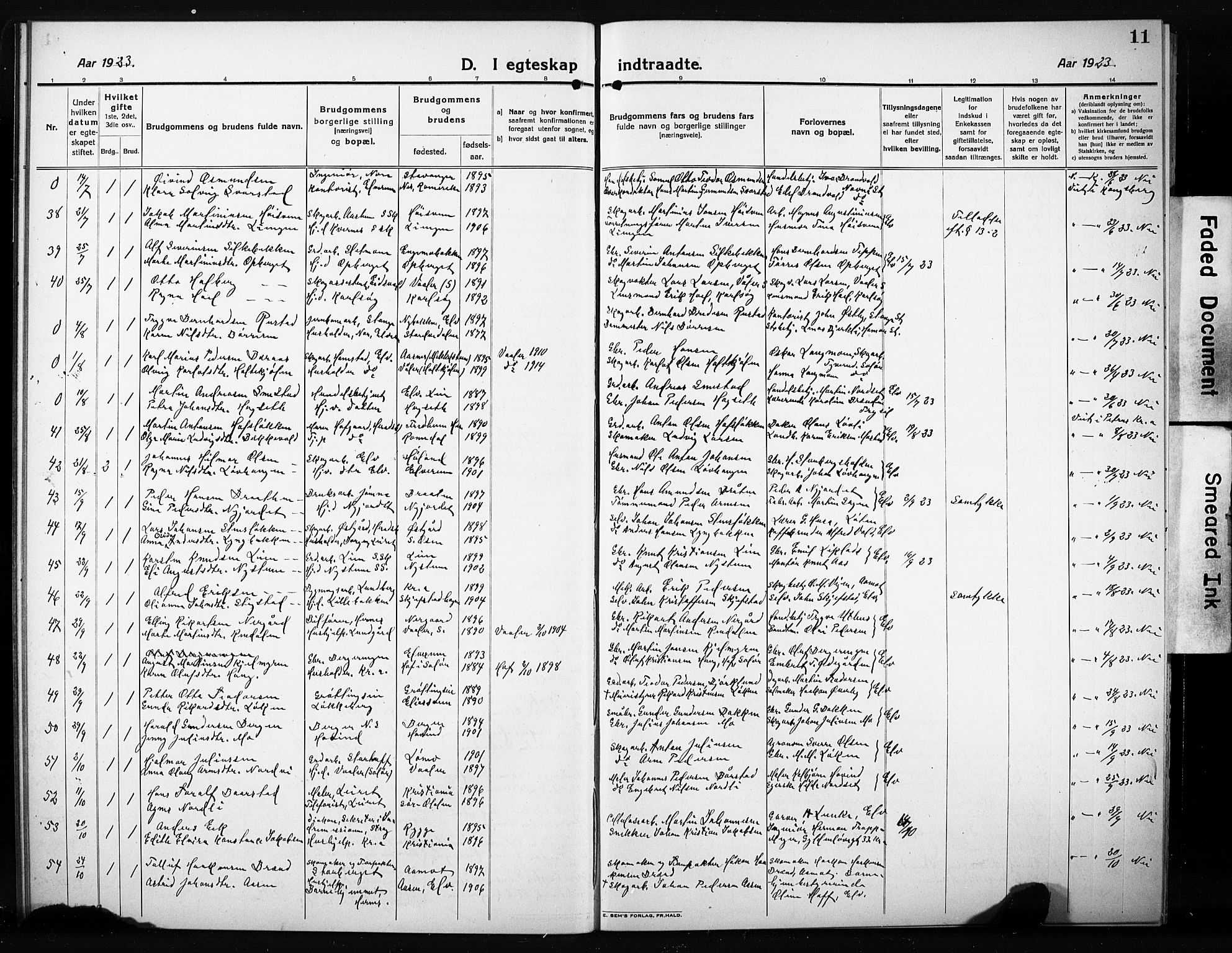 Elverum prestekontor, AV/SAH-PREST-044/H/Ha/Hab/L0014: Parish register (copy) no. 14, 1922-1933, p. 11