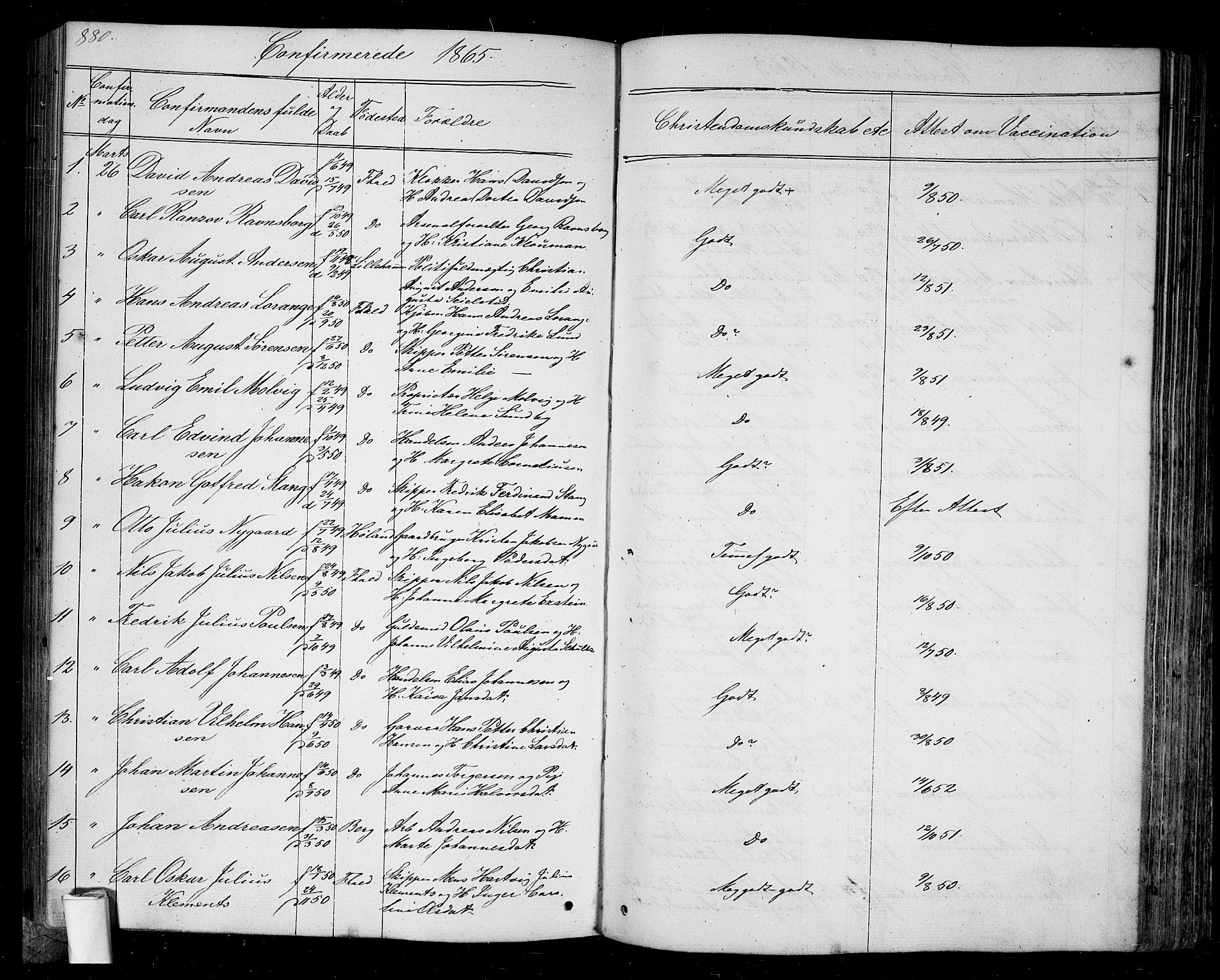 Halden prestekontor Kirkebøker, SAO/A-10909/G/Ga/L0005b: Parish register (copy) no. 5B, 1864-1868, p. 880