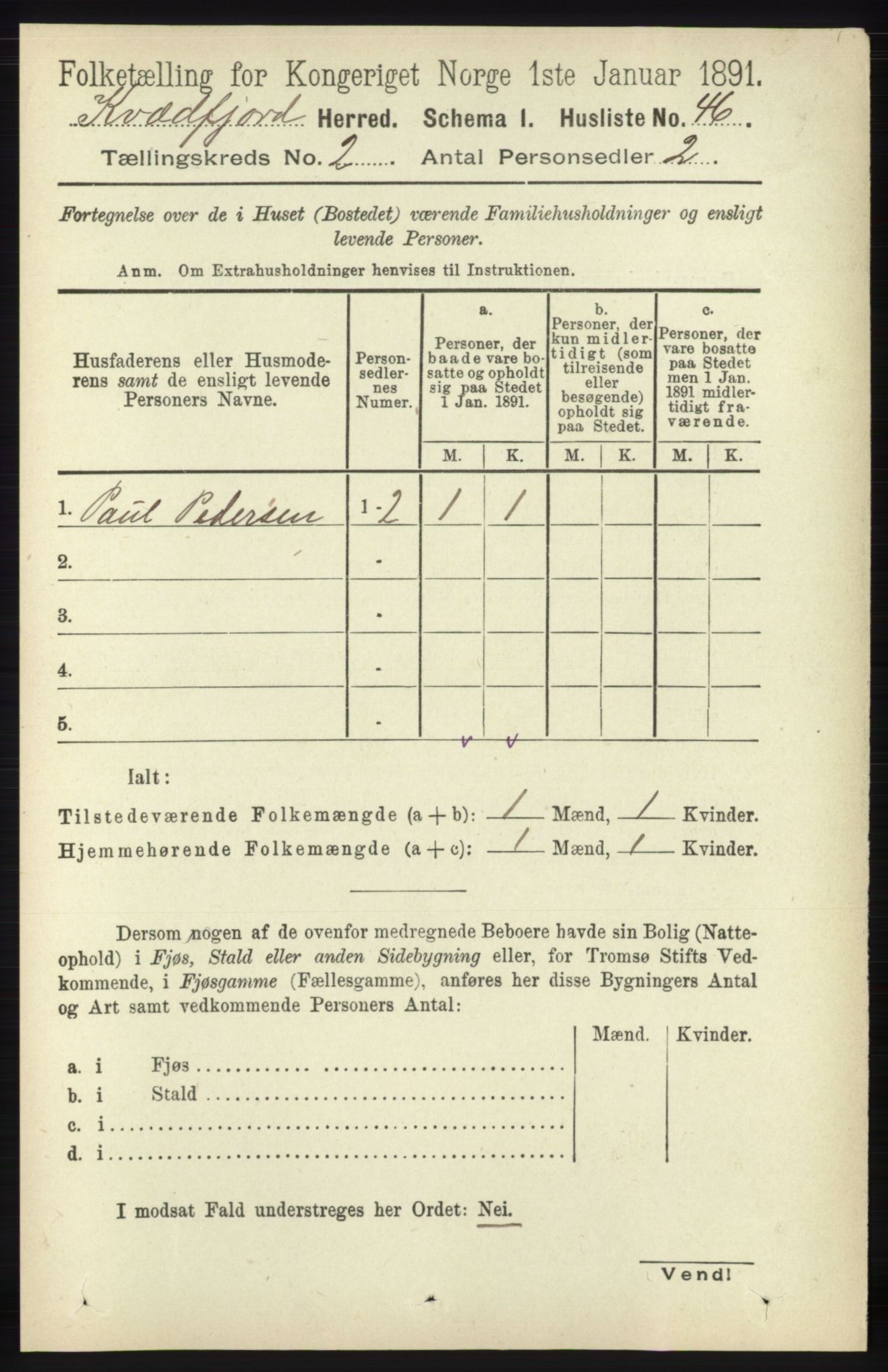 RA, 1891 census for 1911 Kvæfjord, 1891, p. 673