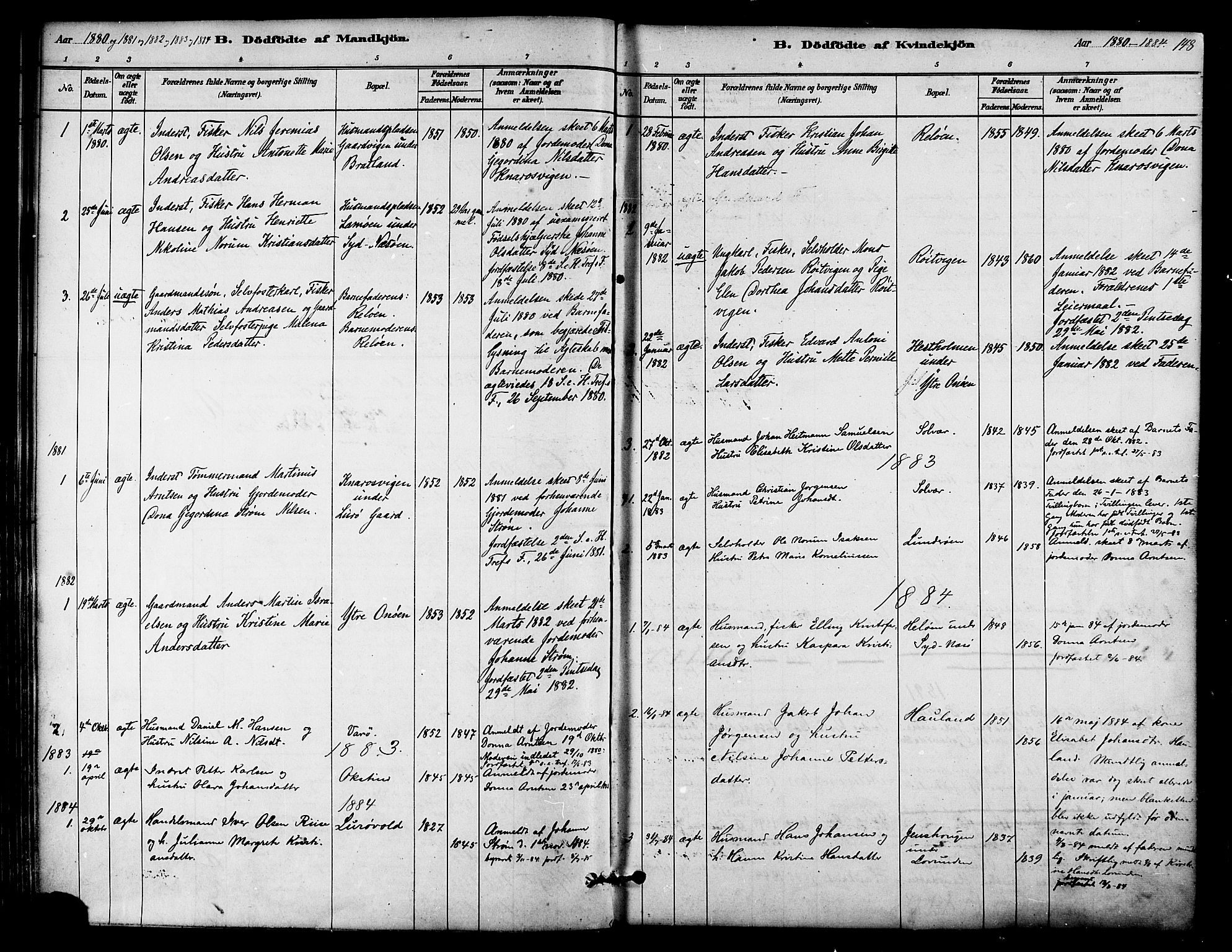 Ministerialprotokoller, klokkerbøker og fødselsregistre - Nordland, AV/SAT-A-1459/839/L0568: Parish register (official) no. 839A05, 1880-1902, p. 148