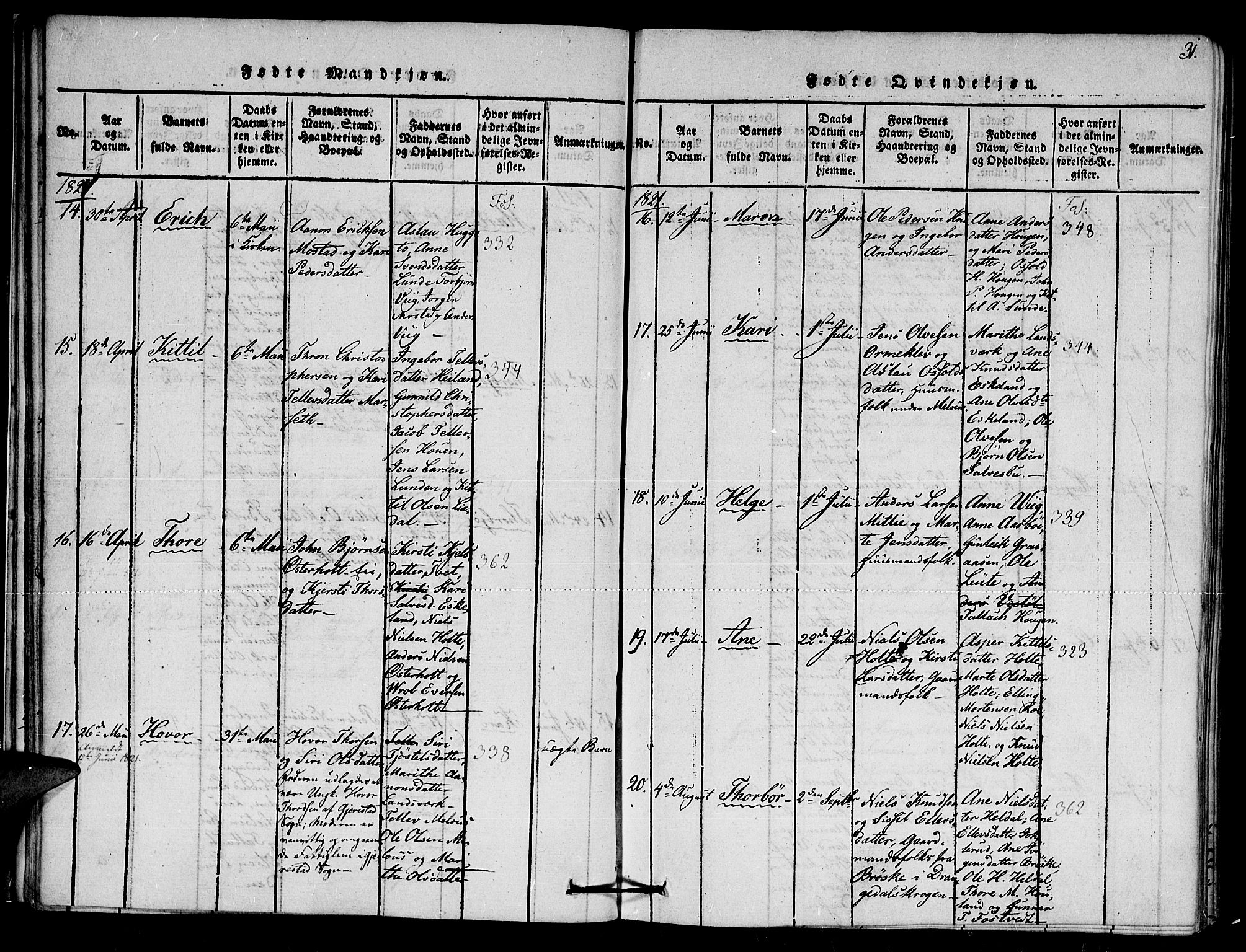 Gjerstad sokneprestkontor, SAK/1111-0014/F/Fa/Faa/L0004: Parish register (official) no. A 4, 1816-1829, p. 31